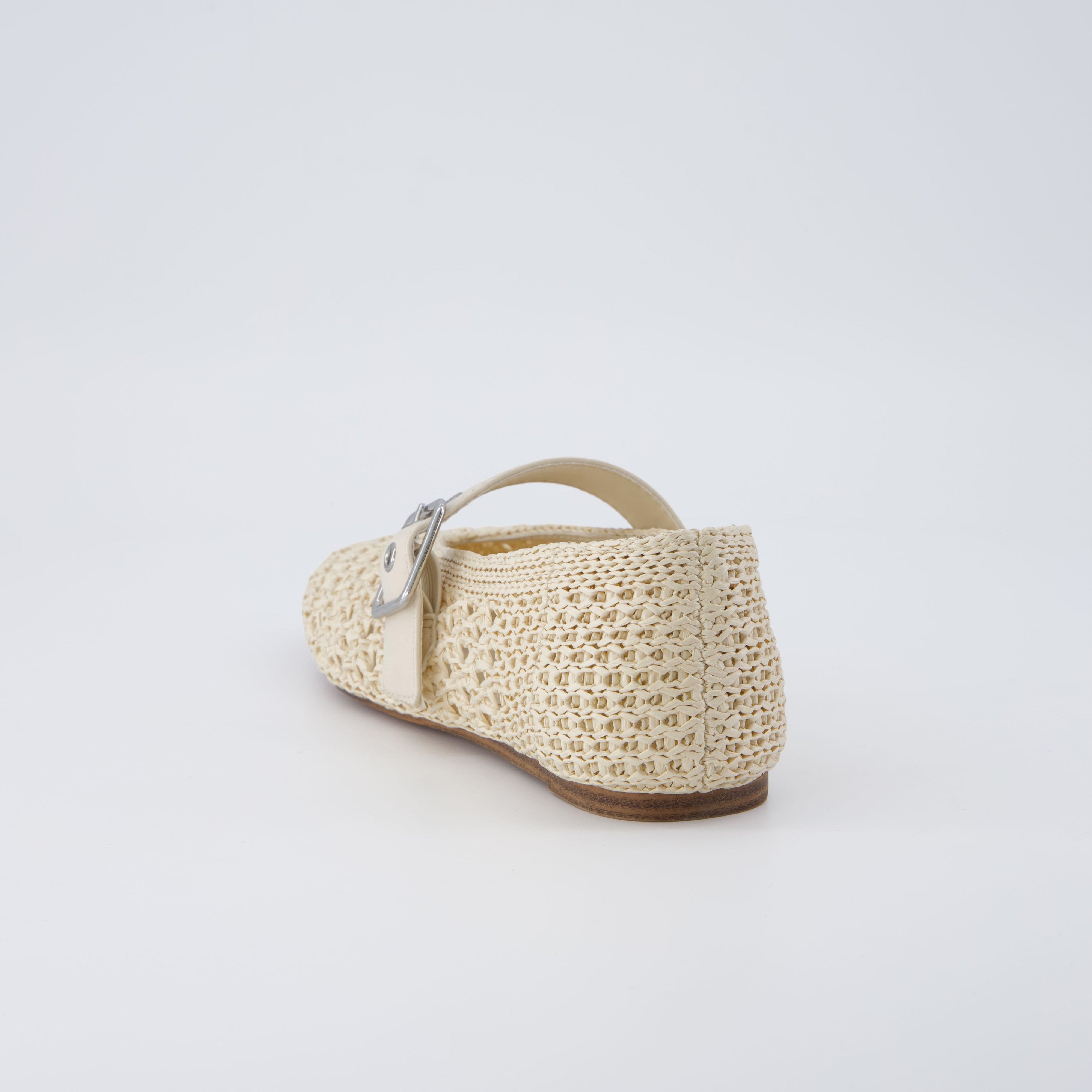 Gabby Woven Mary Jane Flats Cream Medium