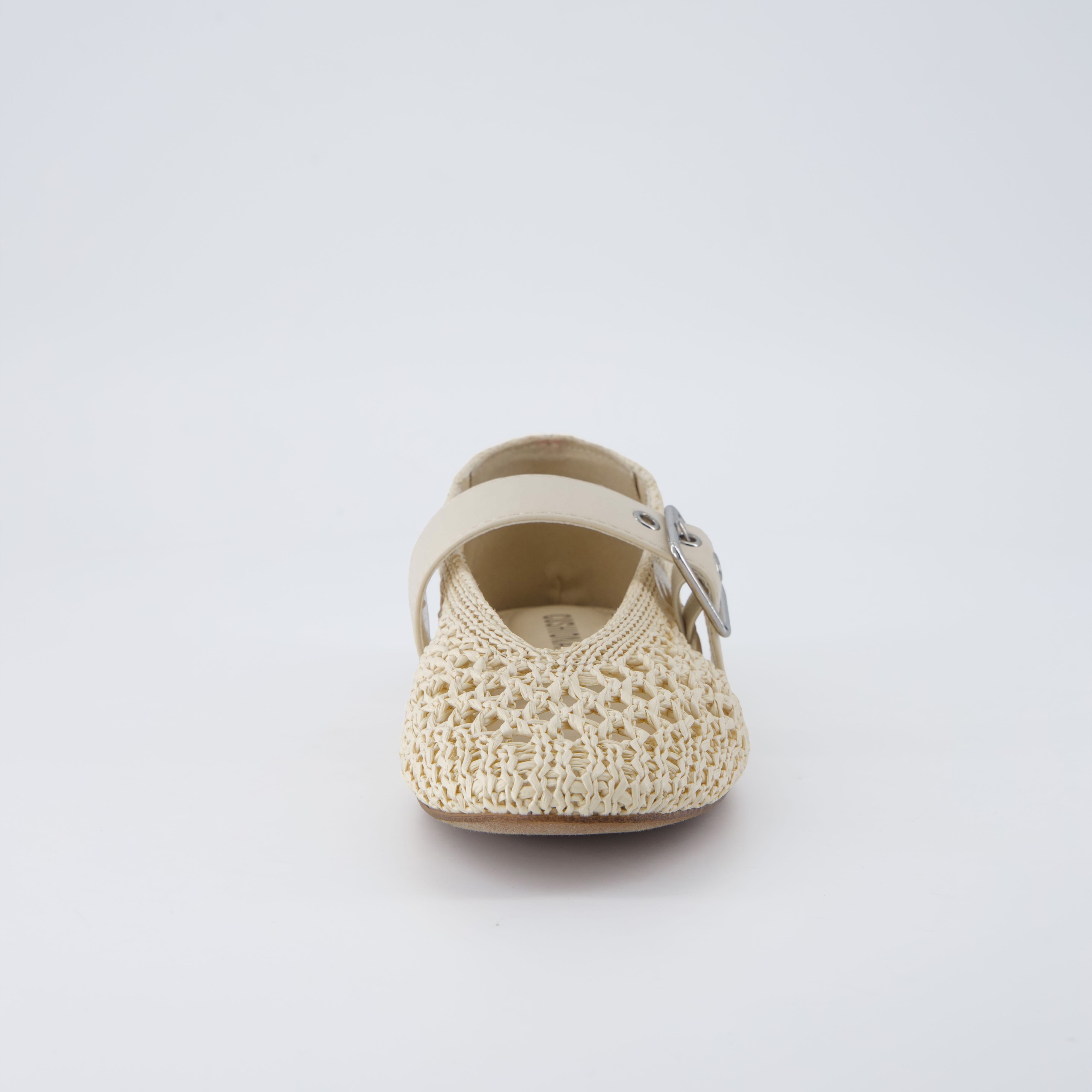 Gabby Woven Mary Jane Flats Cream Medium