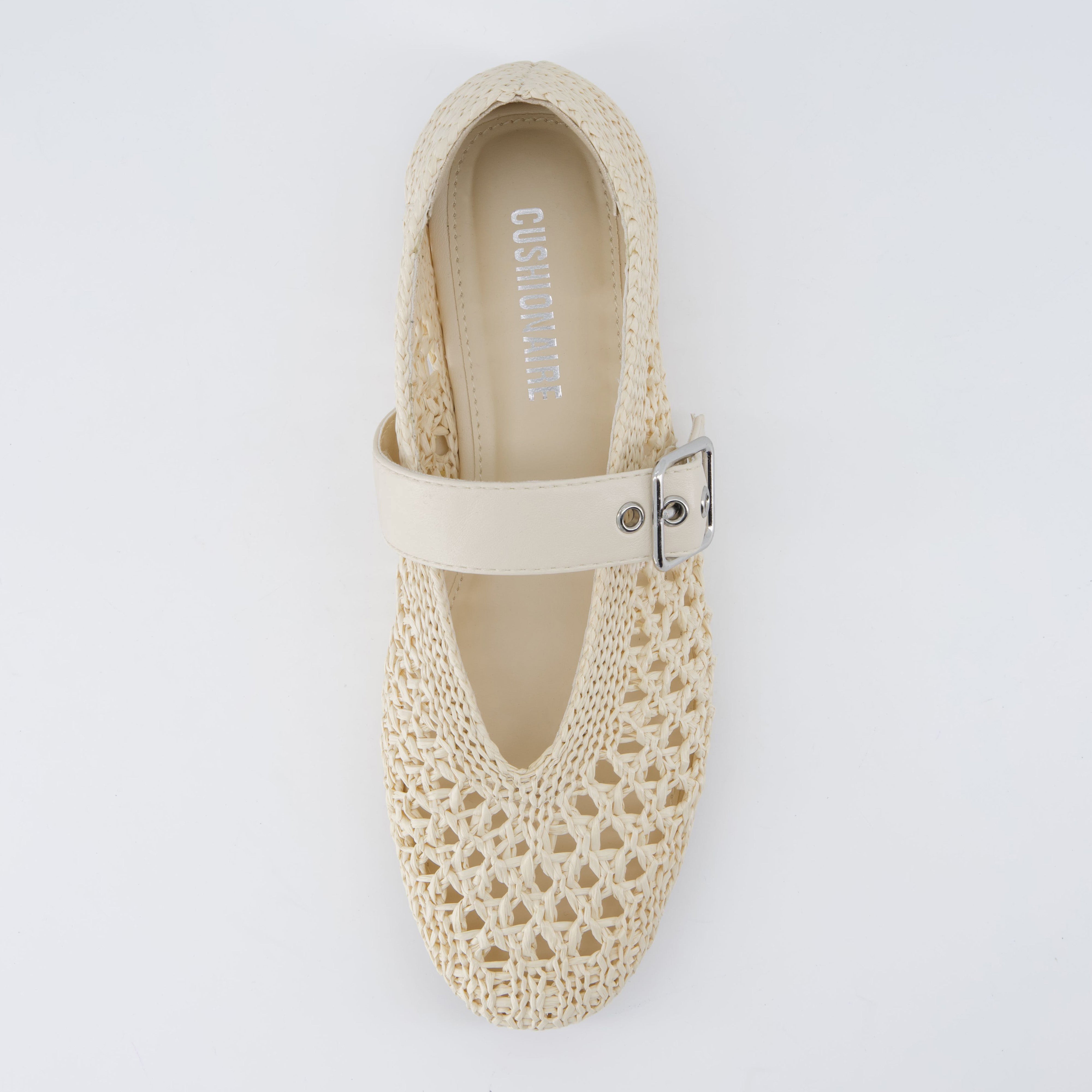 Gabby Woven Mary Jane Flats Cream Medium