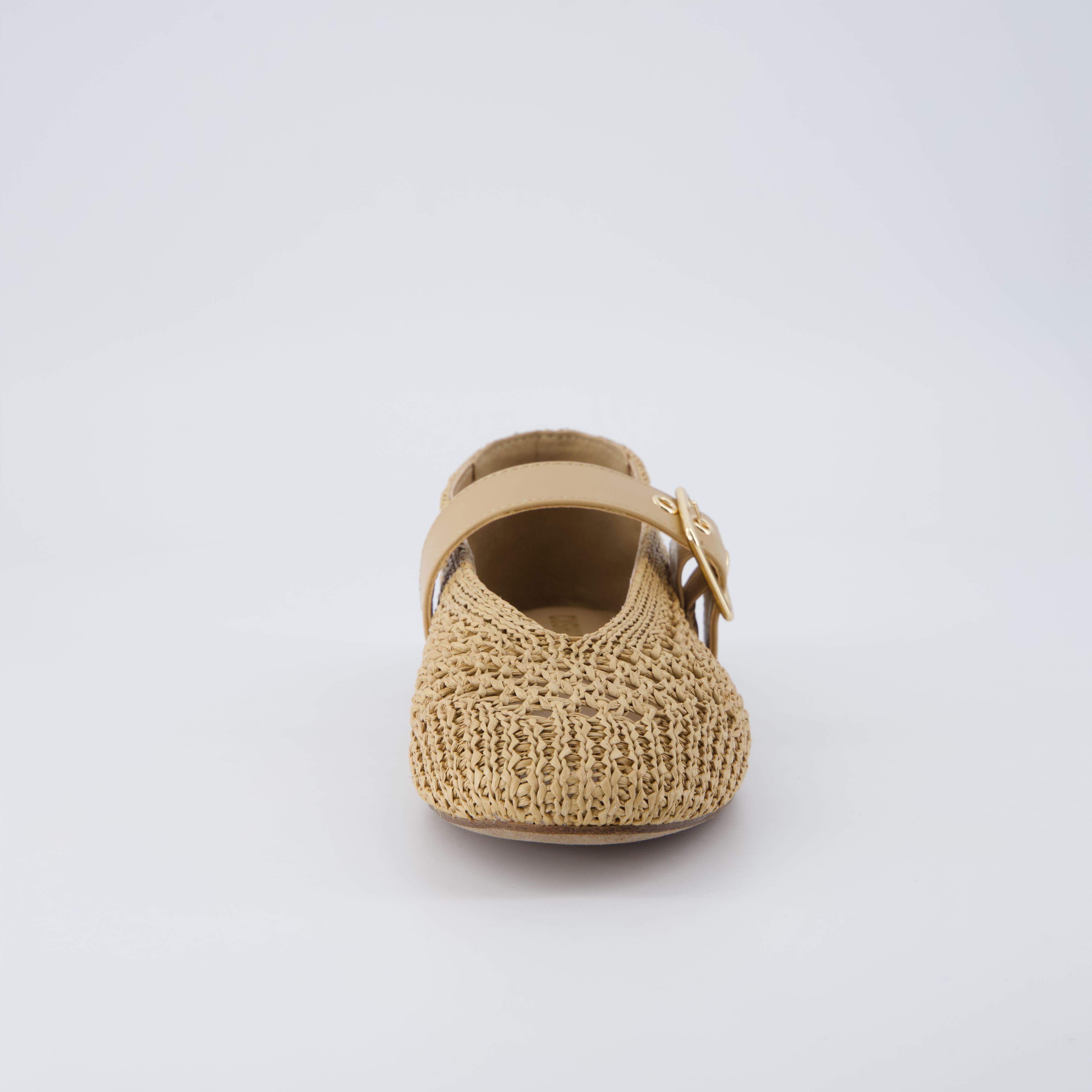 Gabby Woven Mary Jane Flats Tan Medium