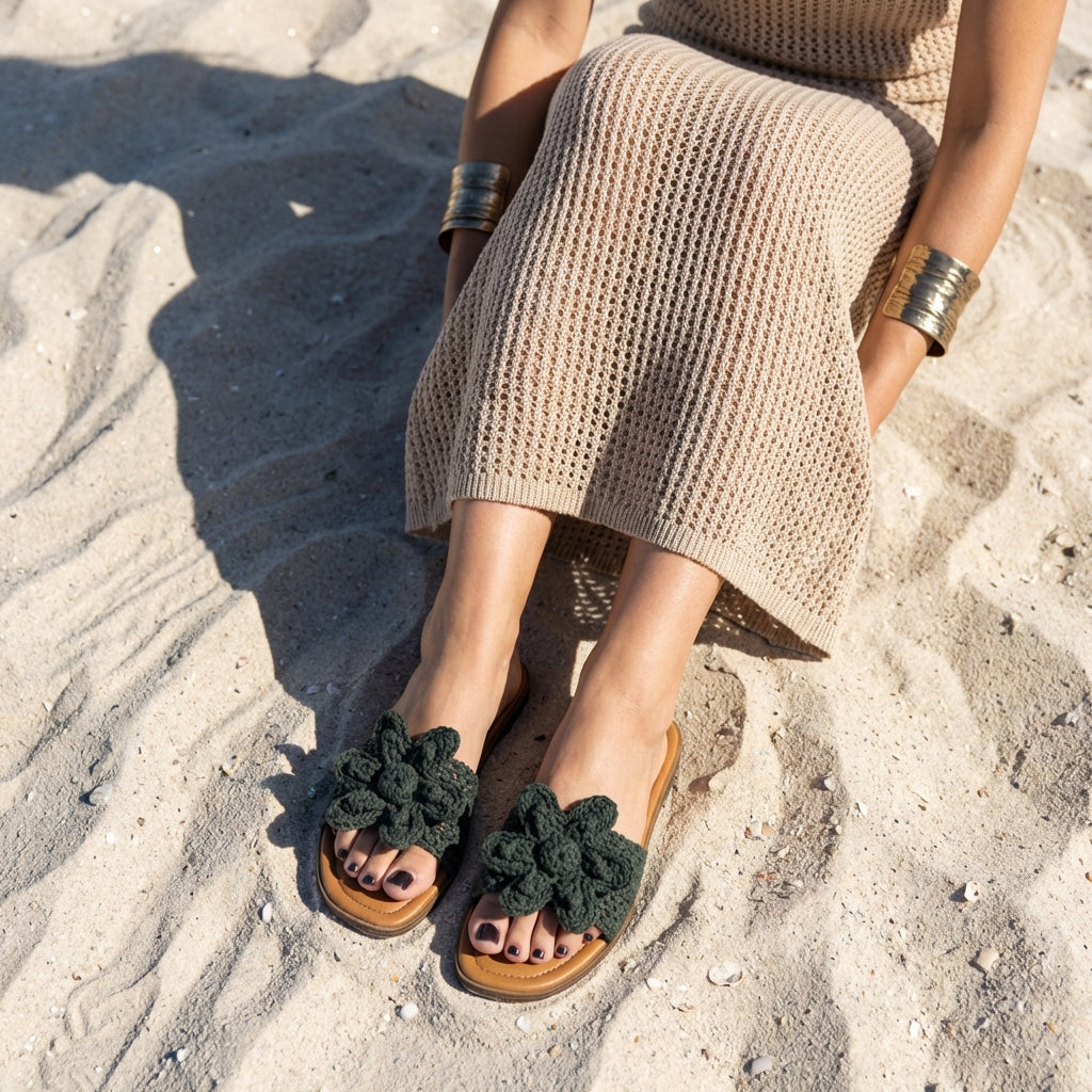 Gemma Knit Slides Blue