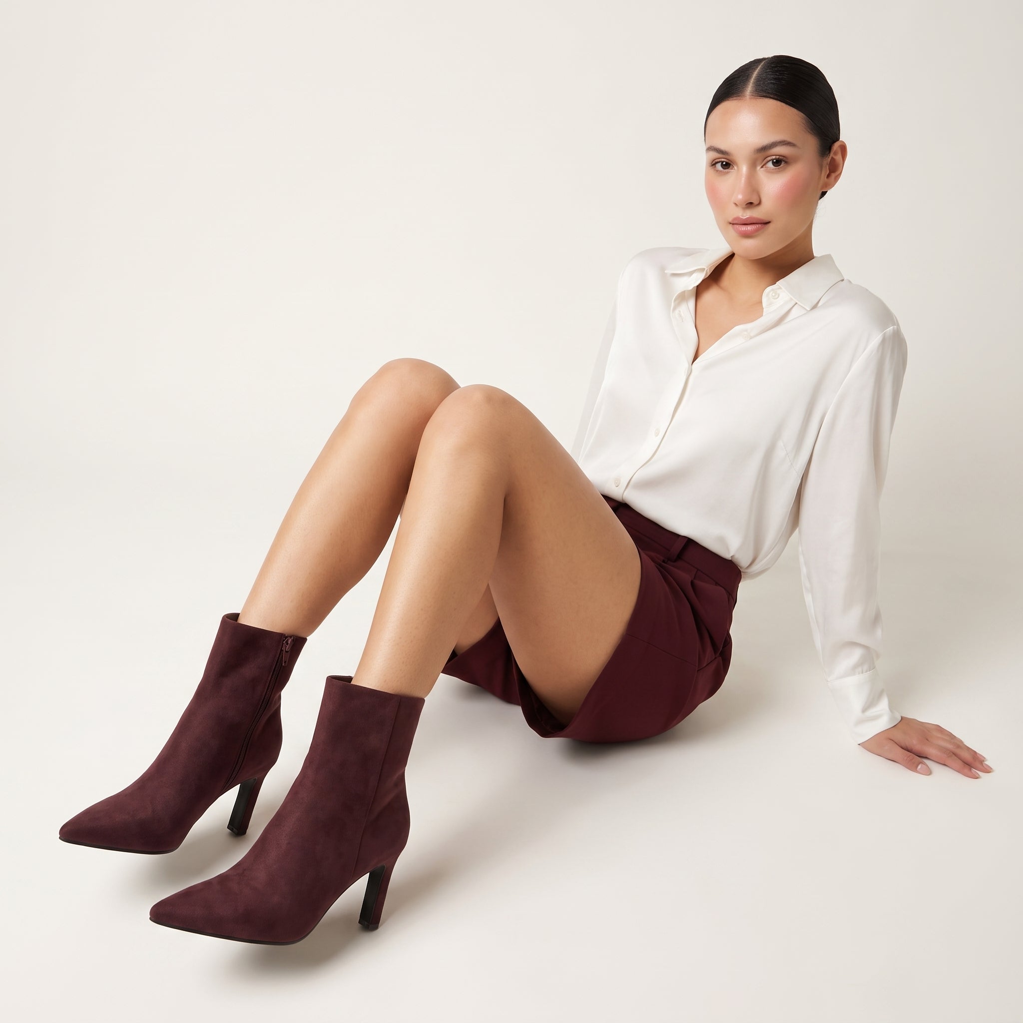 Giana High Heel Ankle Boots Burgundy Medium