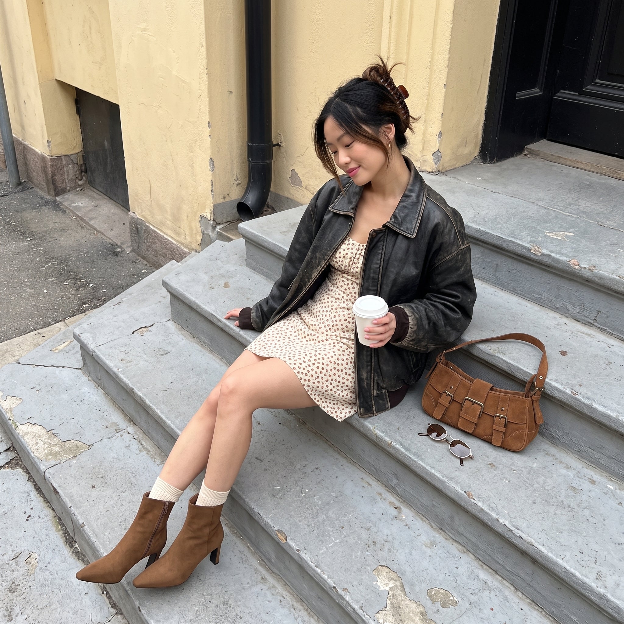Giana High Heel Ankle Boots Tobacco Medium