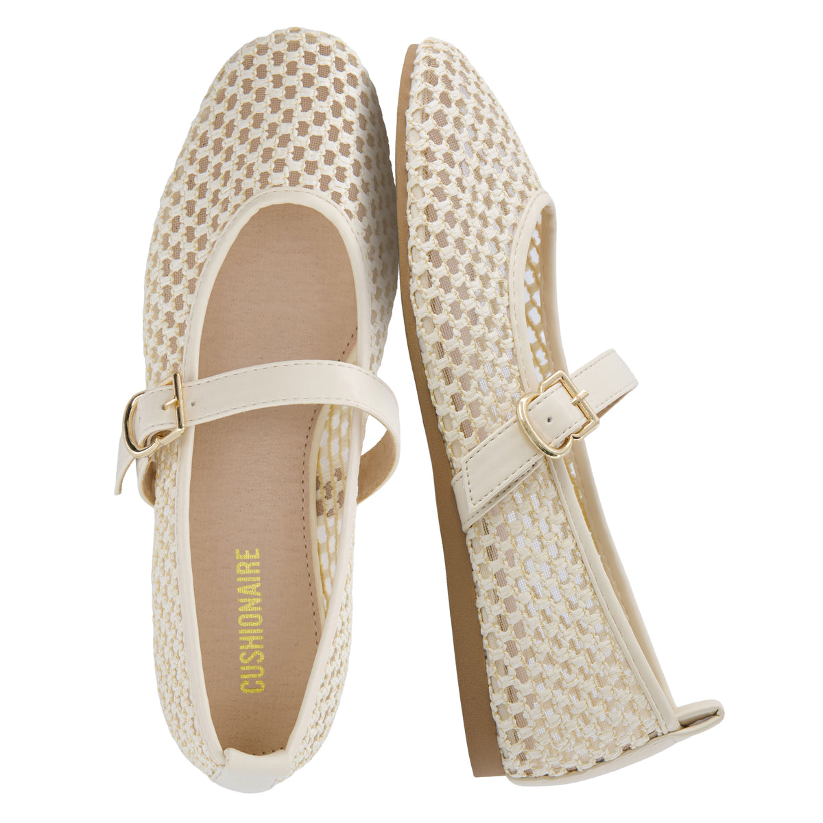 Gracie Mesh Mary Jane Flats Cream Medium