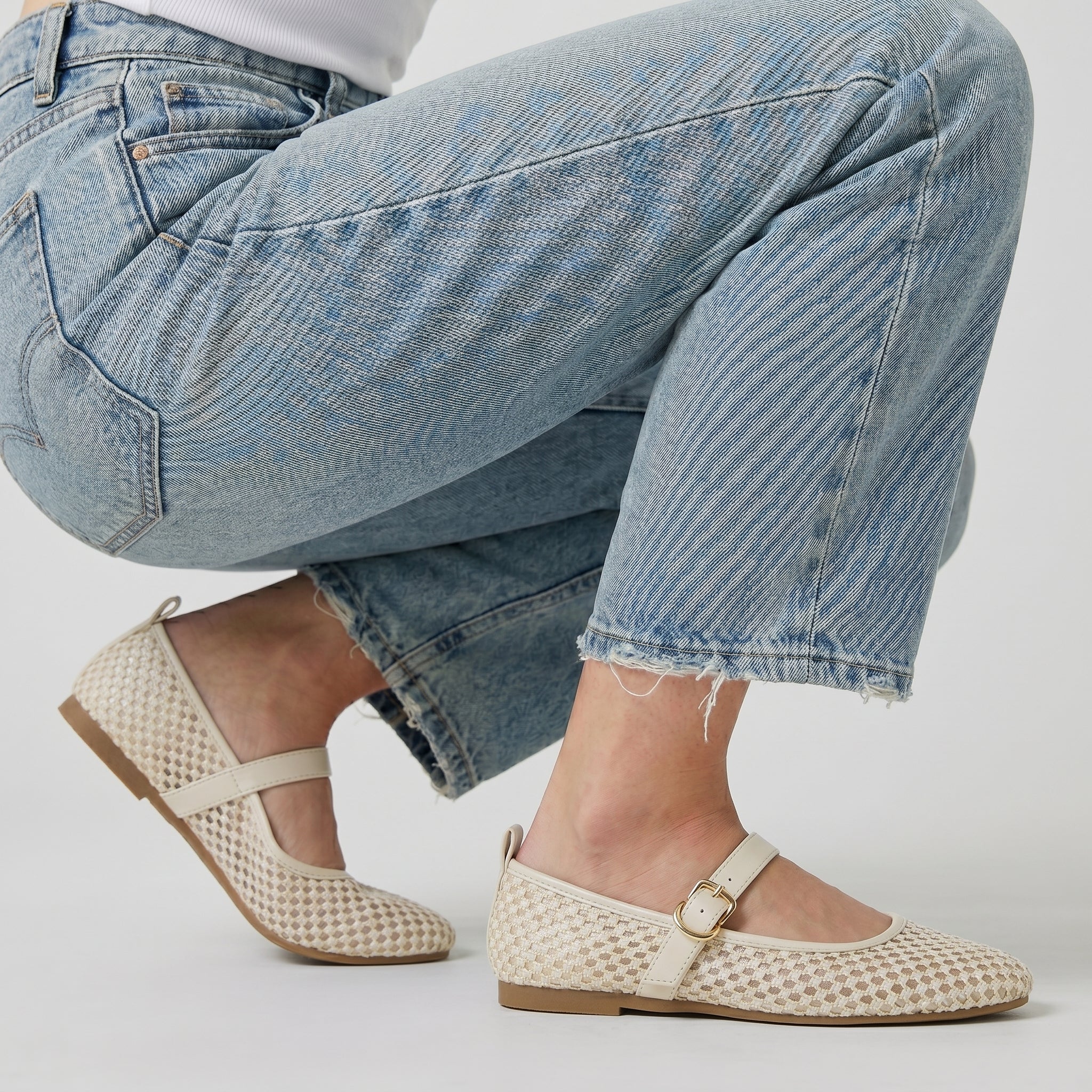Gracie Mesh Mary Jane Flats