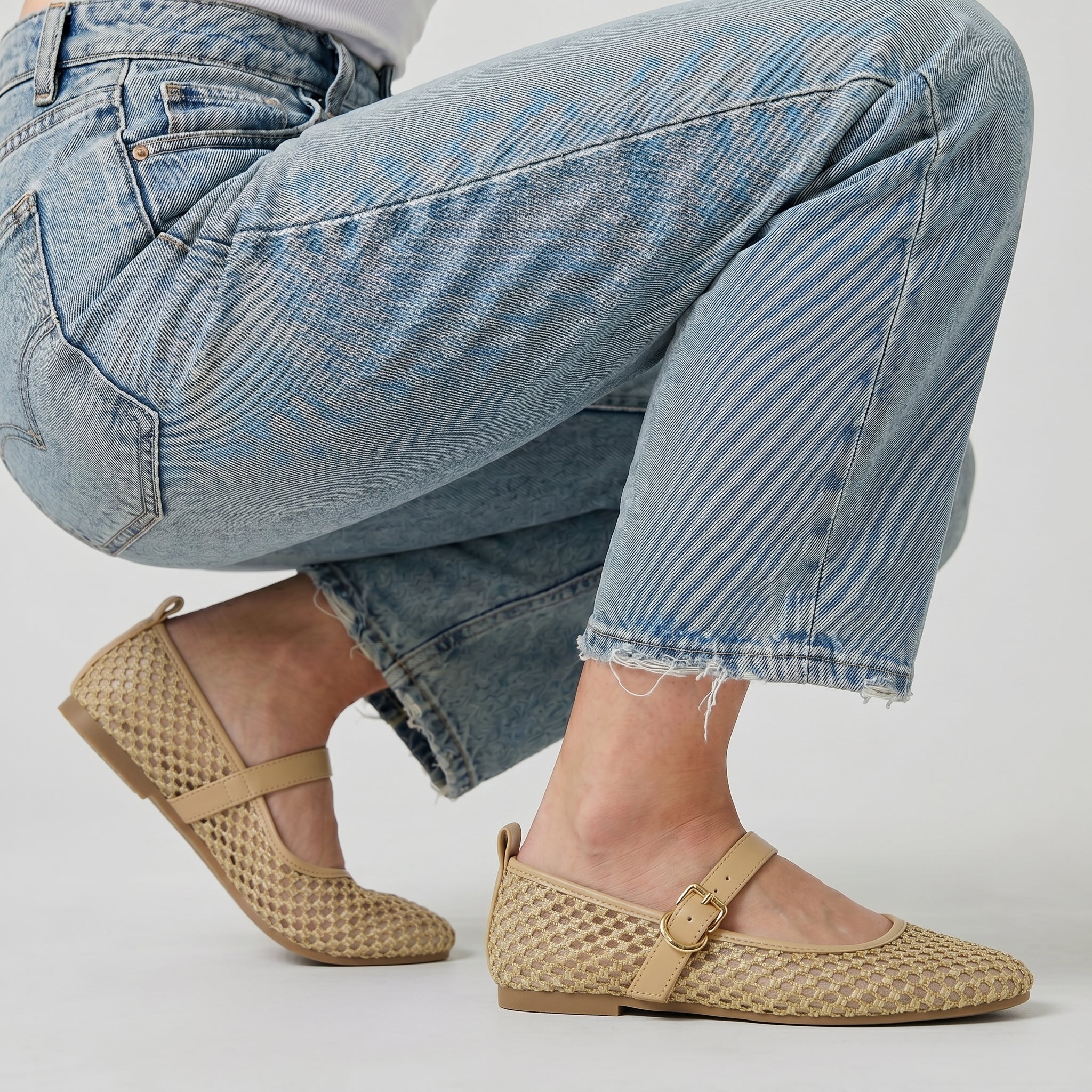 Gracie Mesh Mary Jane Flats