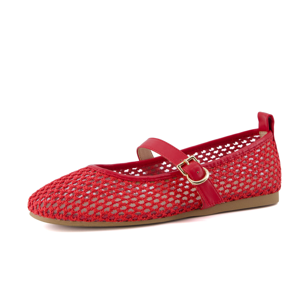 Gracie Mesh Mary Jane Flats Red Medium