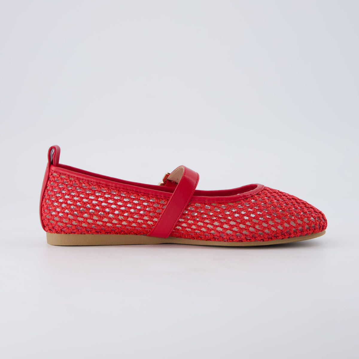 Gracie Mesh Mary Jane Flats Red Medium