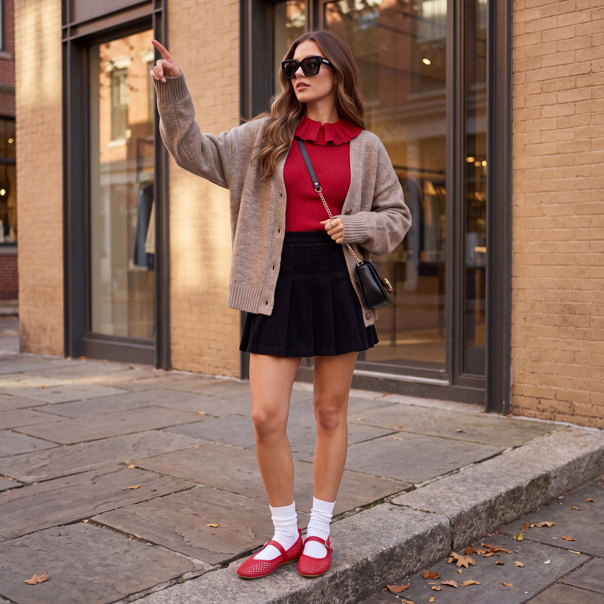 Gracie Mesh Mary Jane Flats Red Medium
