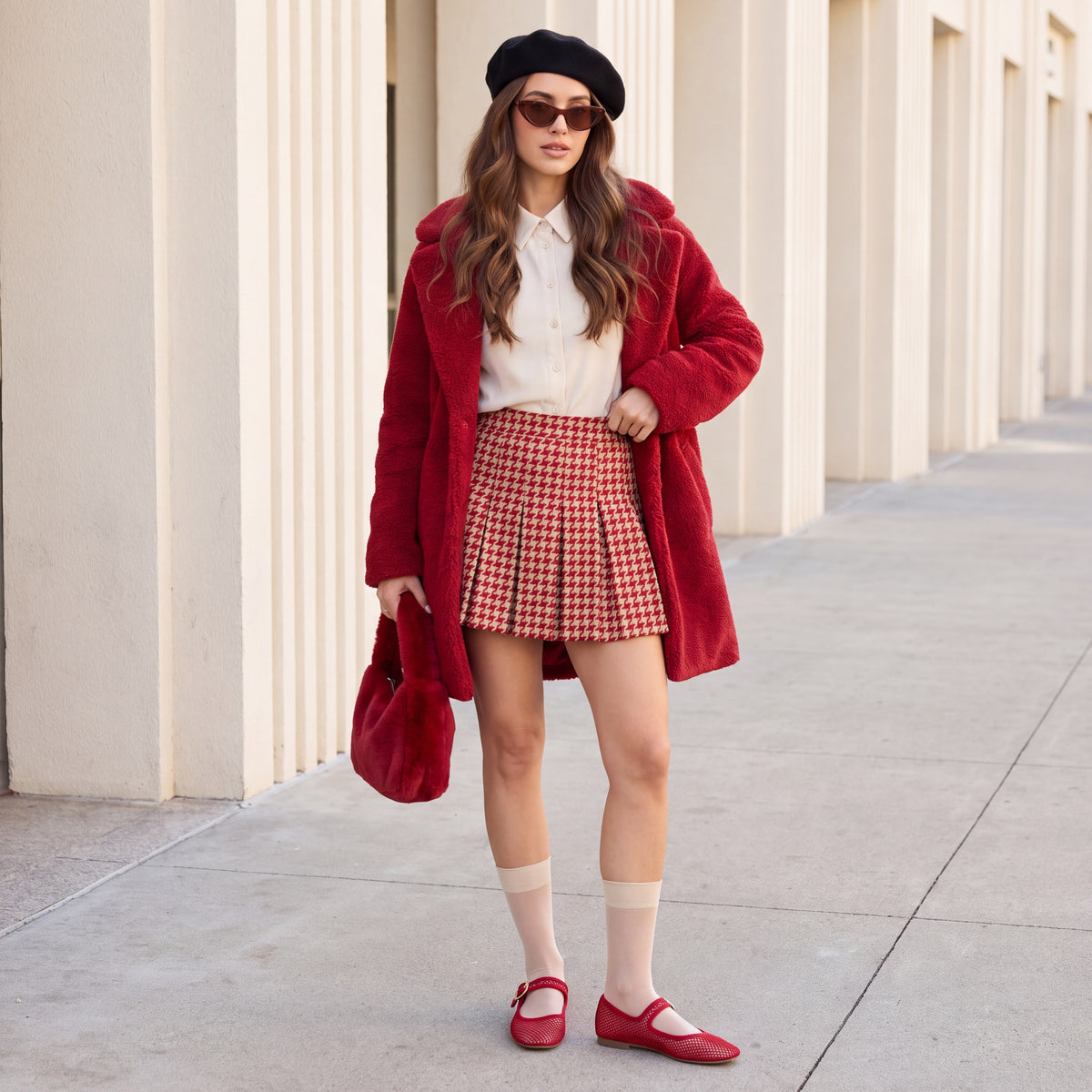 Gracie Mesh Mary Jane Flats Red Medium