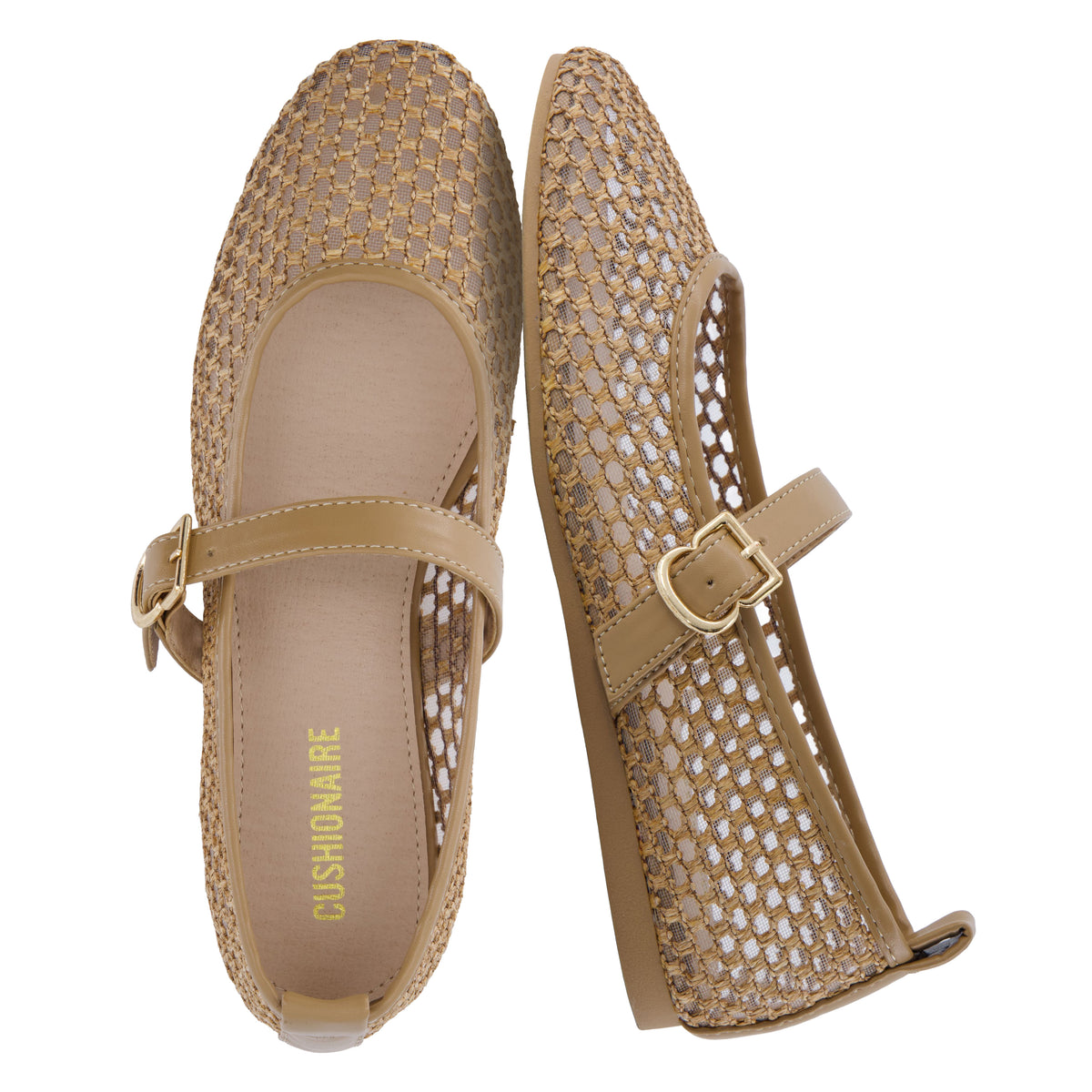 Gracie Mesh Mary Jane Flats Taupe Medium