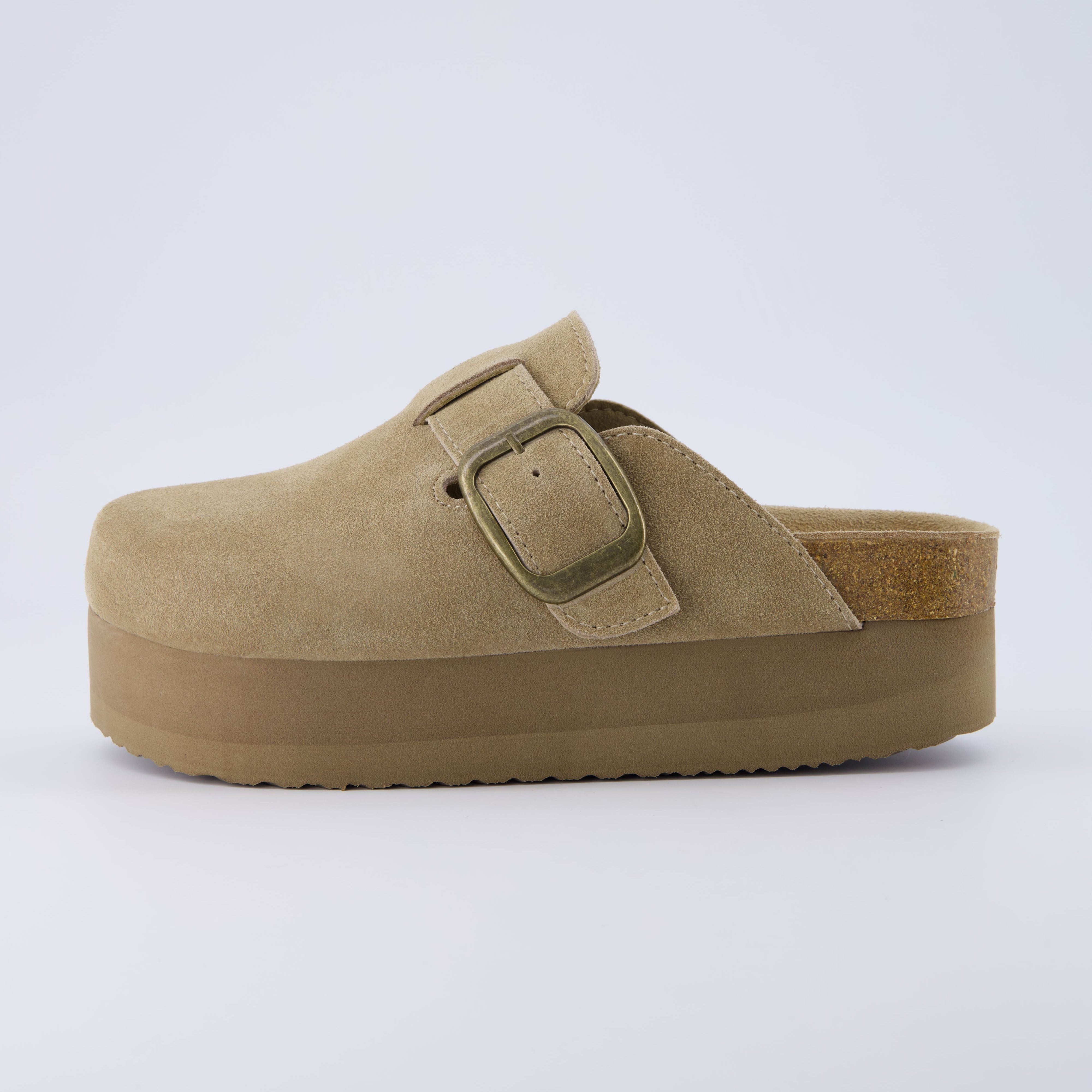 Granola 2 Suede Platform Clog Khaki
