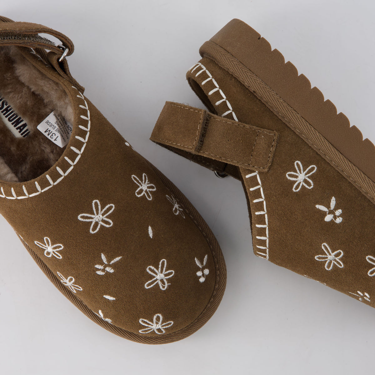 Habit Kids Slippers Brown Genuine Suede Medium