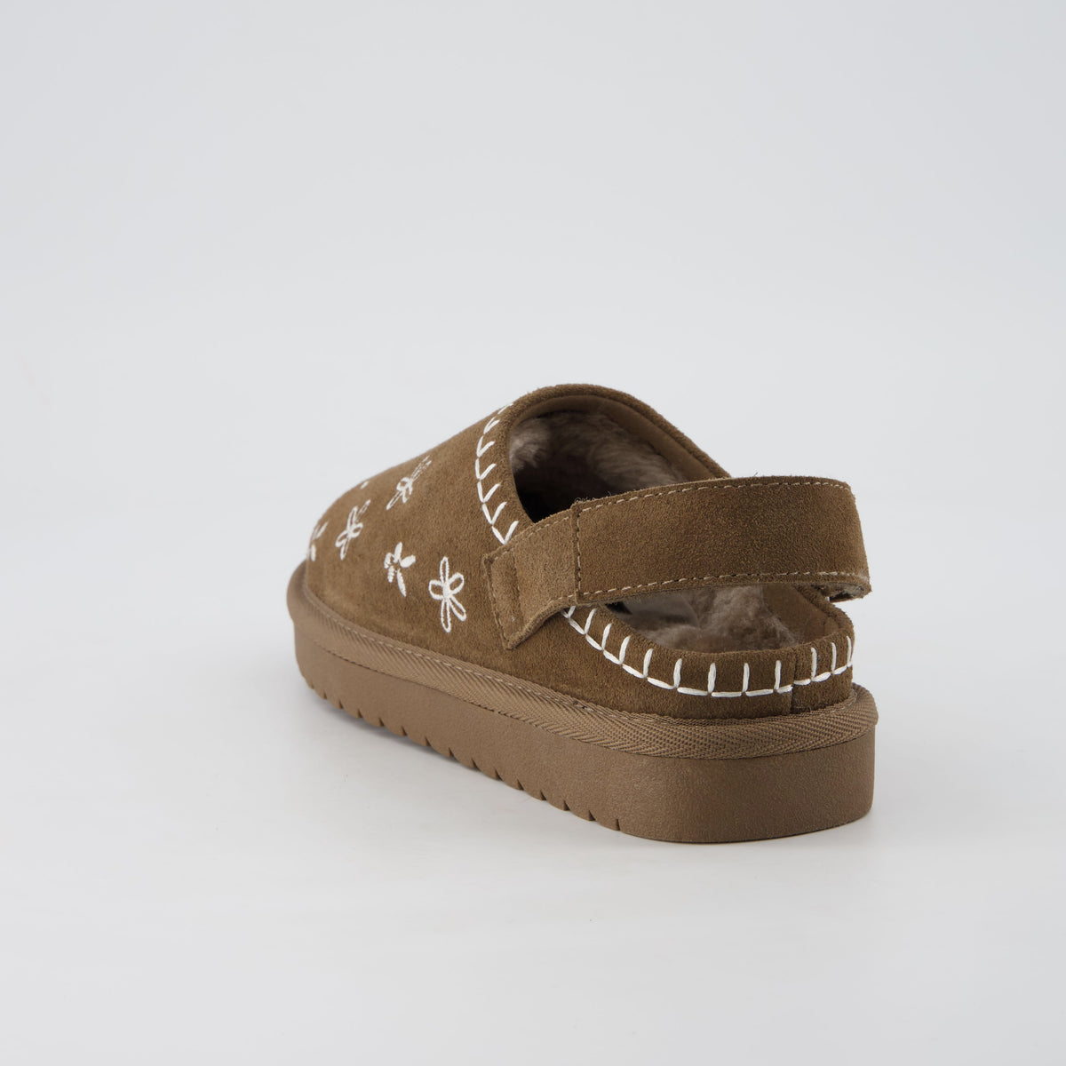 Habit Kids Slippers Brown Genuine Suede Medium