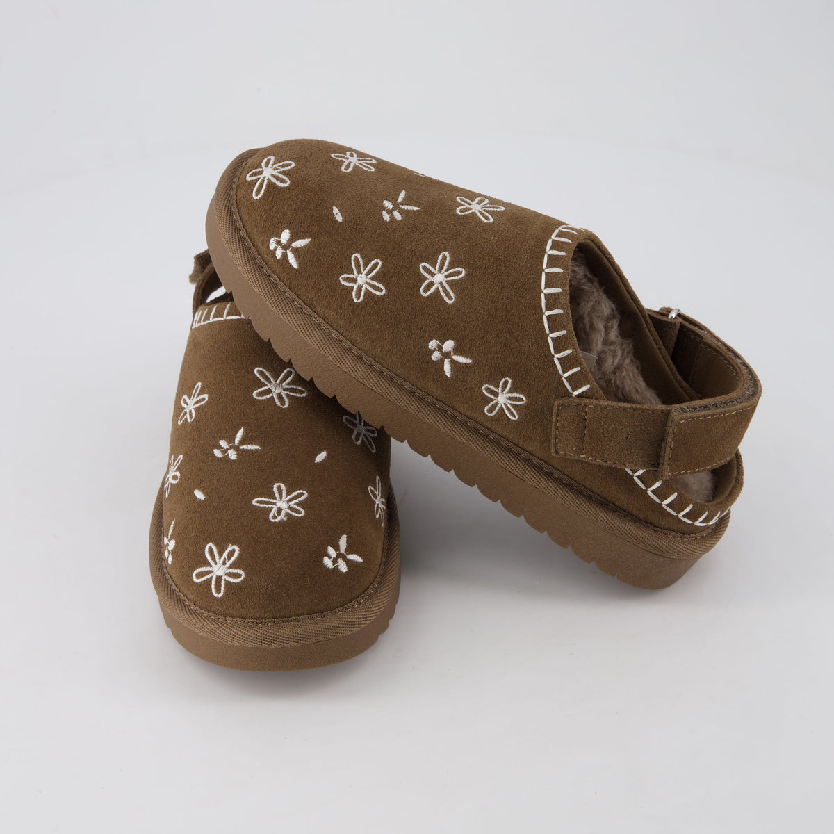 Habit Kids Slippers Brown Genuine Suede Medium