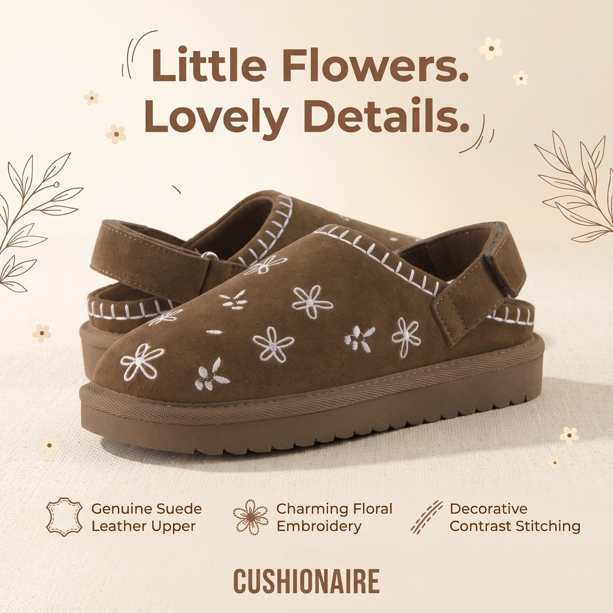Habit Kids Slippers Brown Genuine Suede Medium