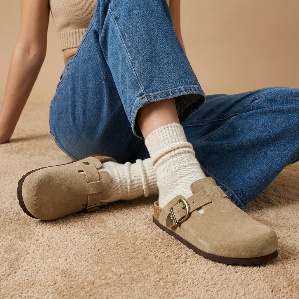 Hamlet Leather Clogs Beige