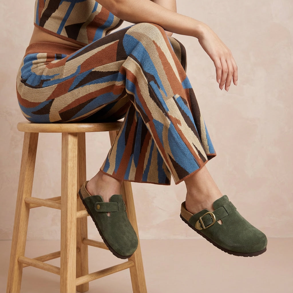 Hamlet Leather Clogs Khaki