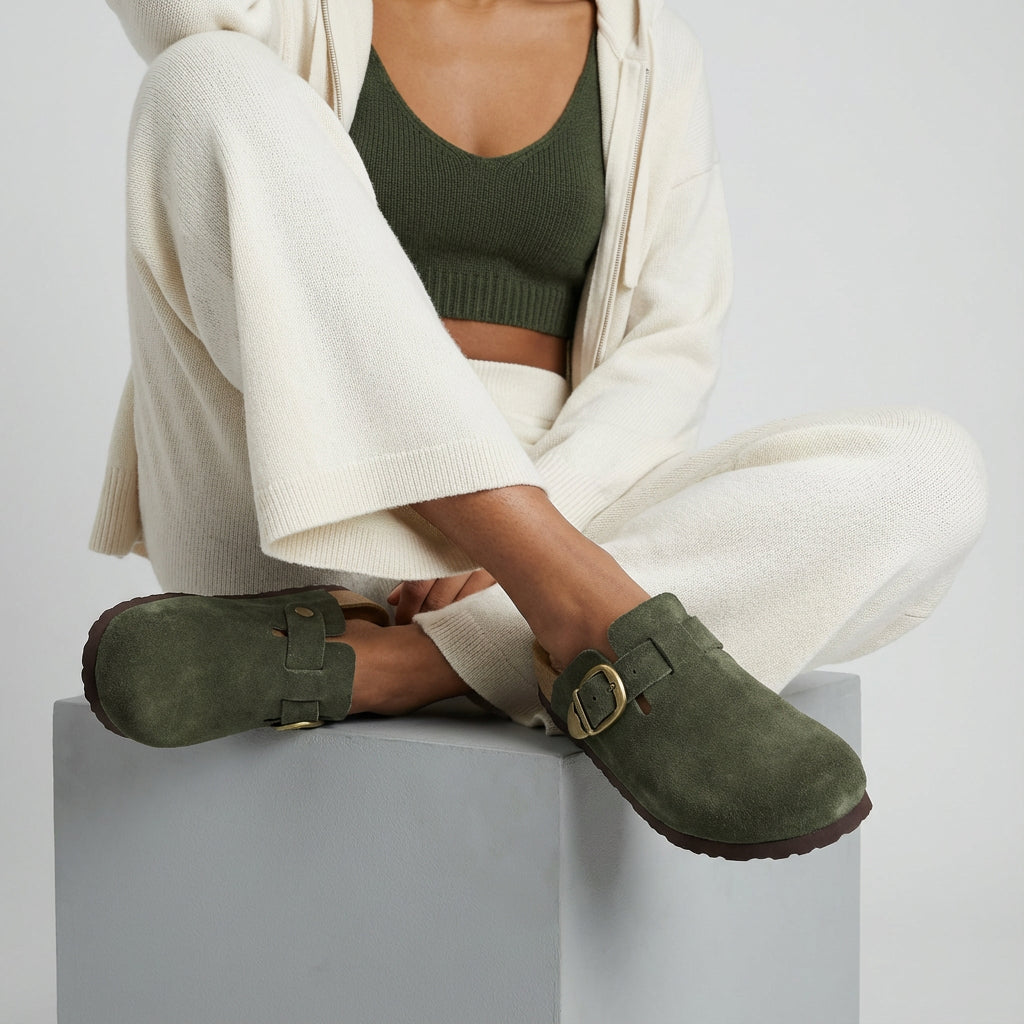 Hamlet Leather Clogs Khaki