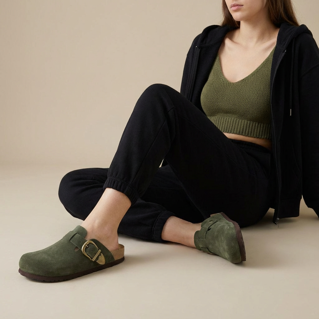 Hamlet Leather Clogs Khaki