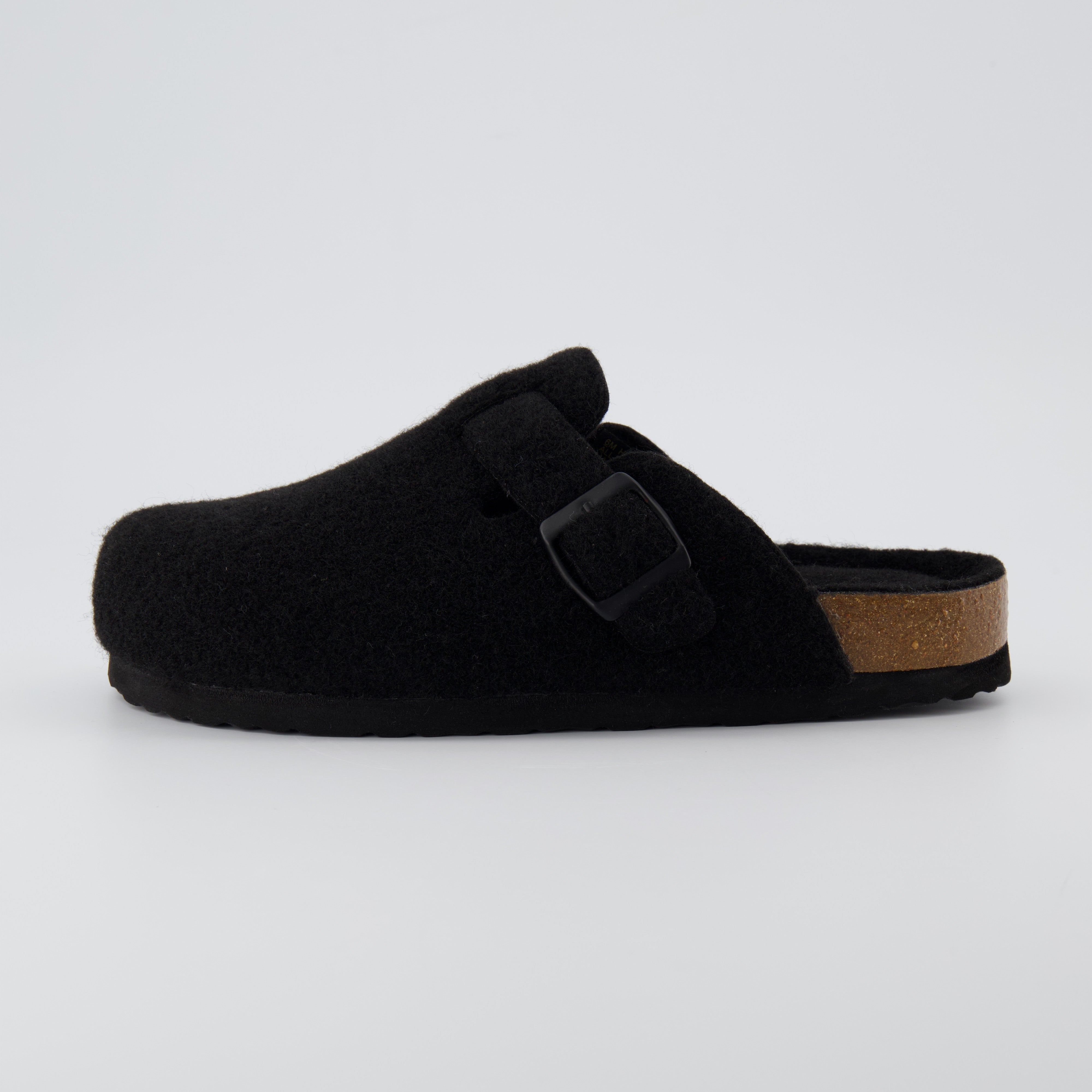 Hana Cork Footbed Clog Wools Black Wool
