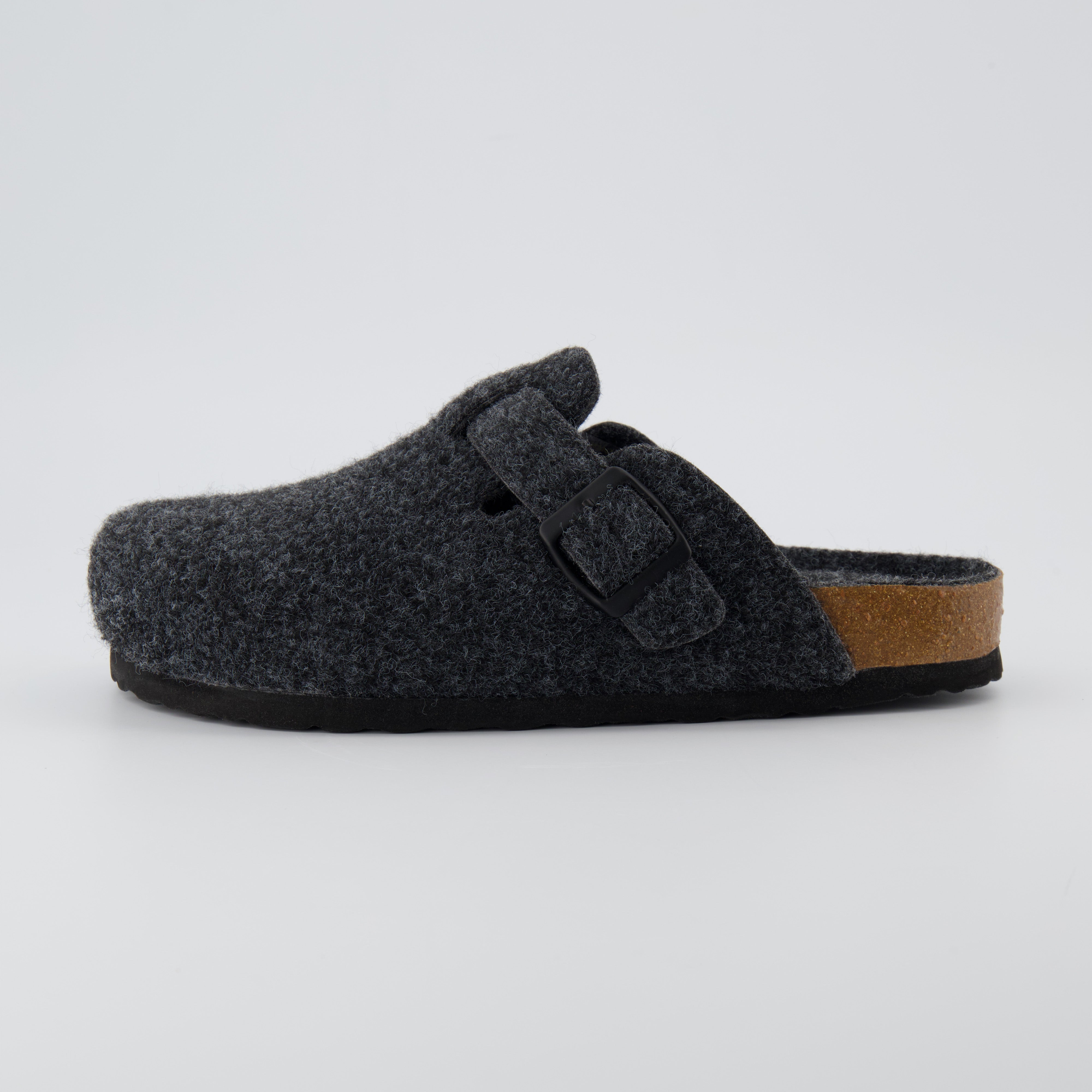 Hana Cork Footbed Clog Wools Charcoal Wool