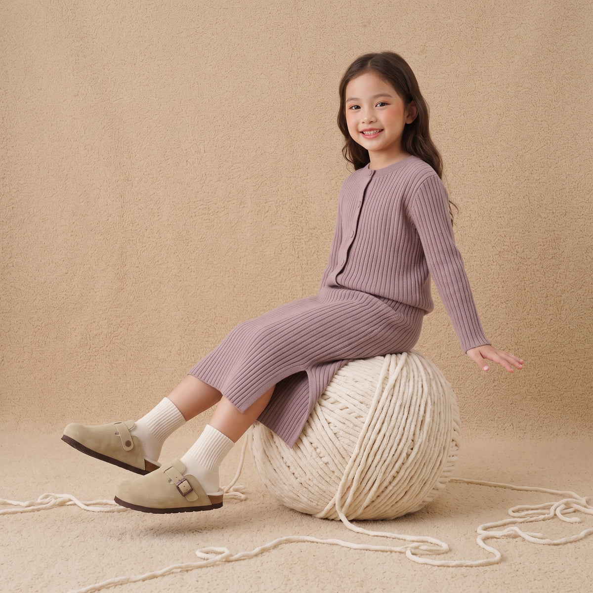 Hana-K Fur Lined Clog Taupe Medium