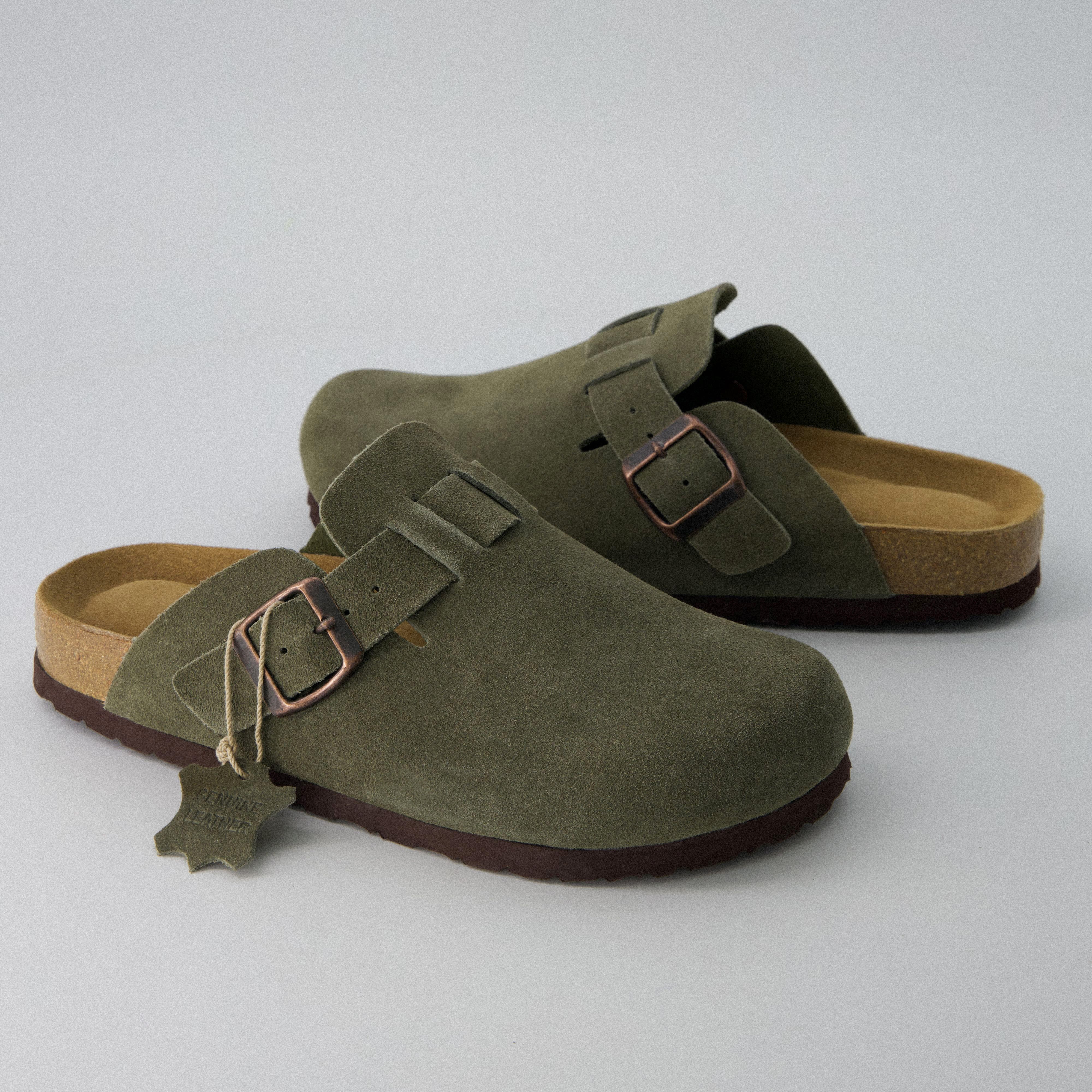 Hana Leather Clog Khaki