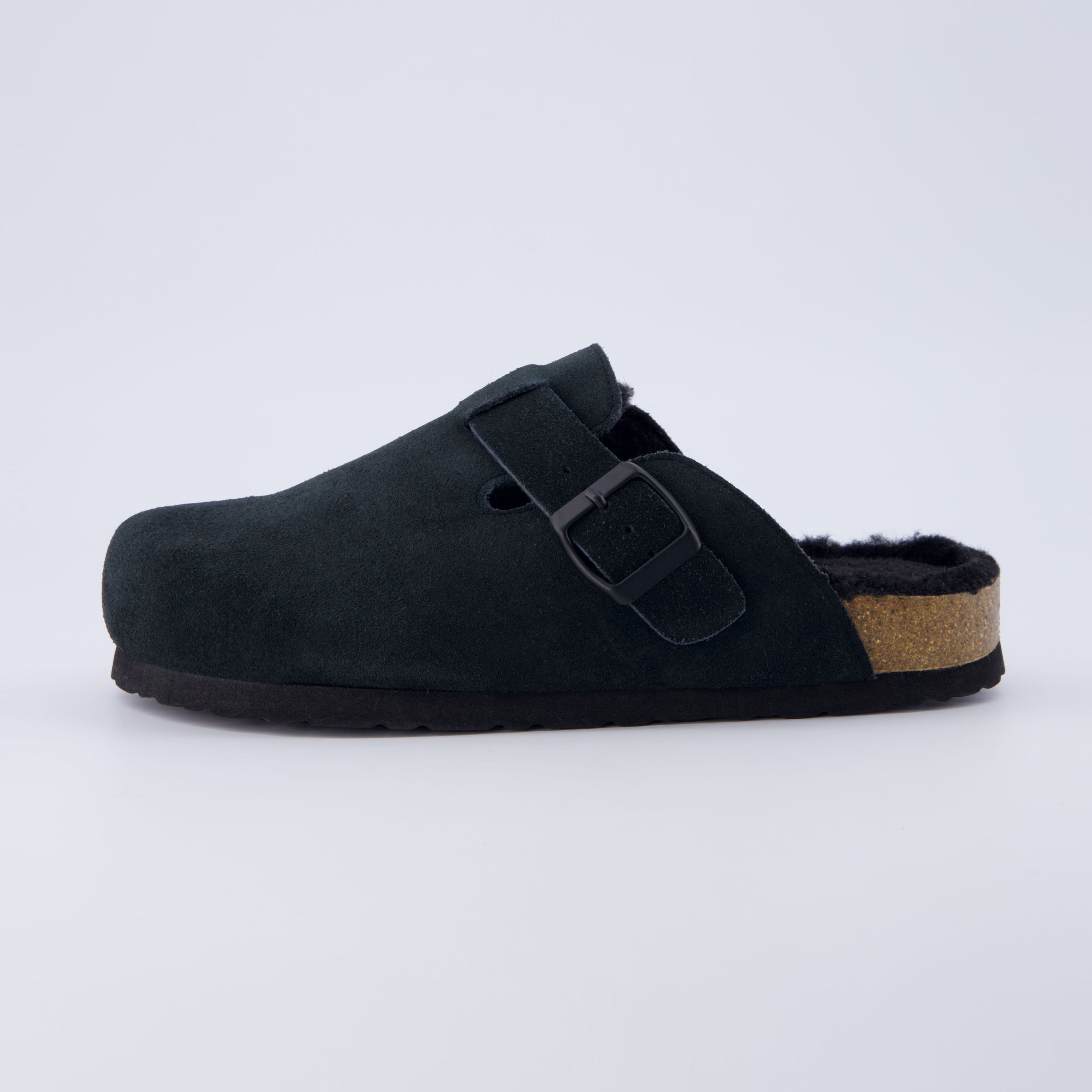 Hana Fur-Lined Clog Black