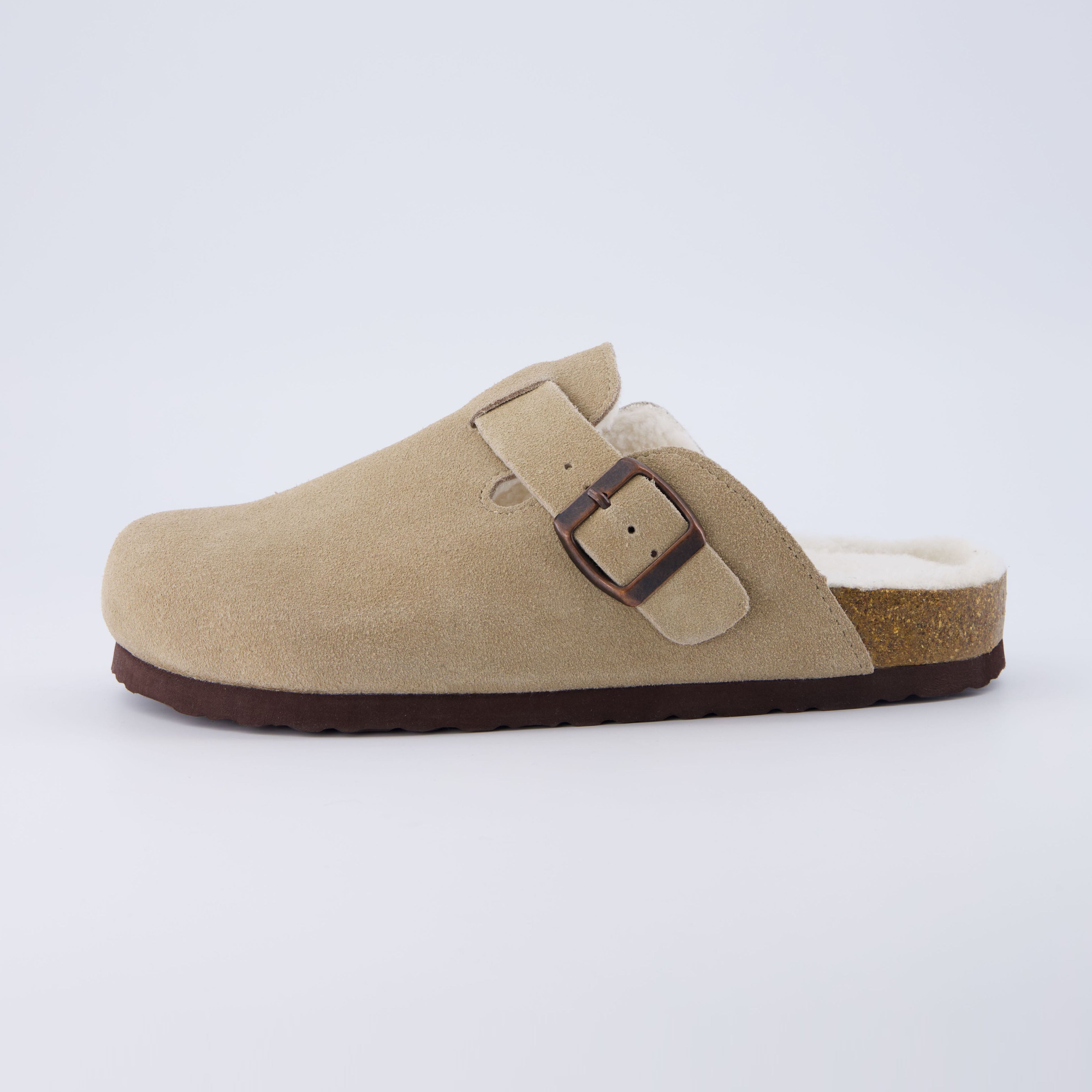 Hana Fur-Lined Clog Taupe