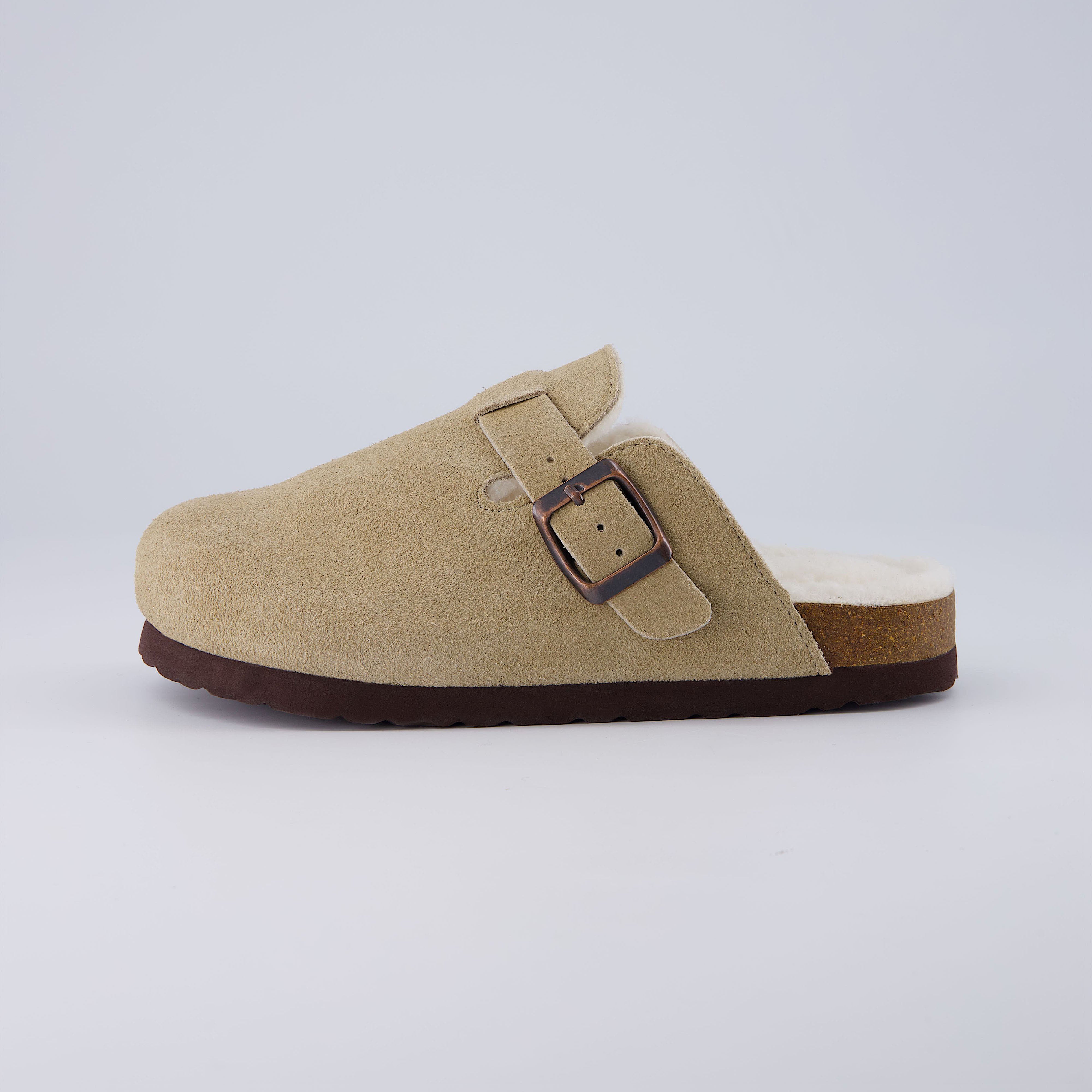 Hana-K Fur Lined Clog Taupe