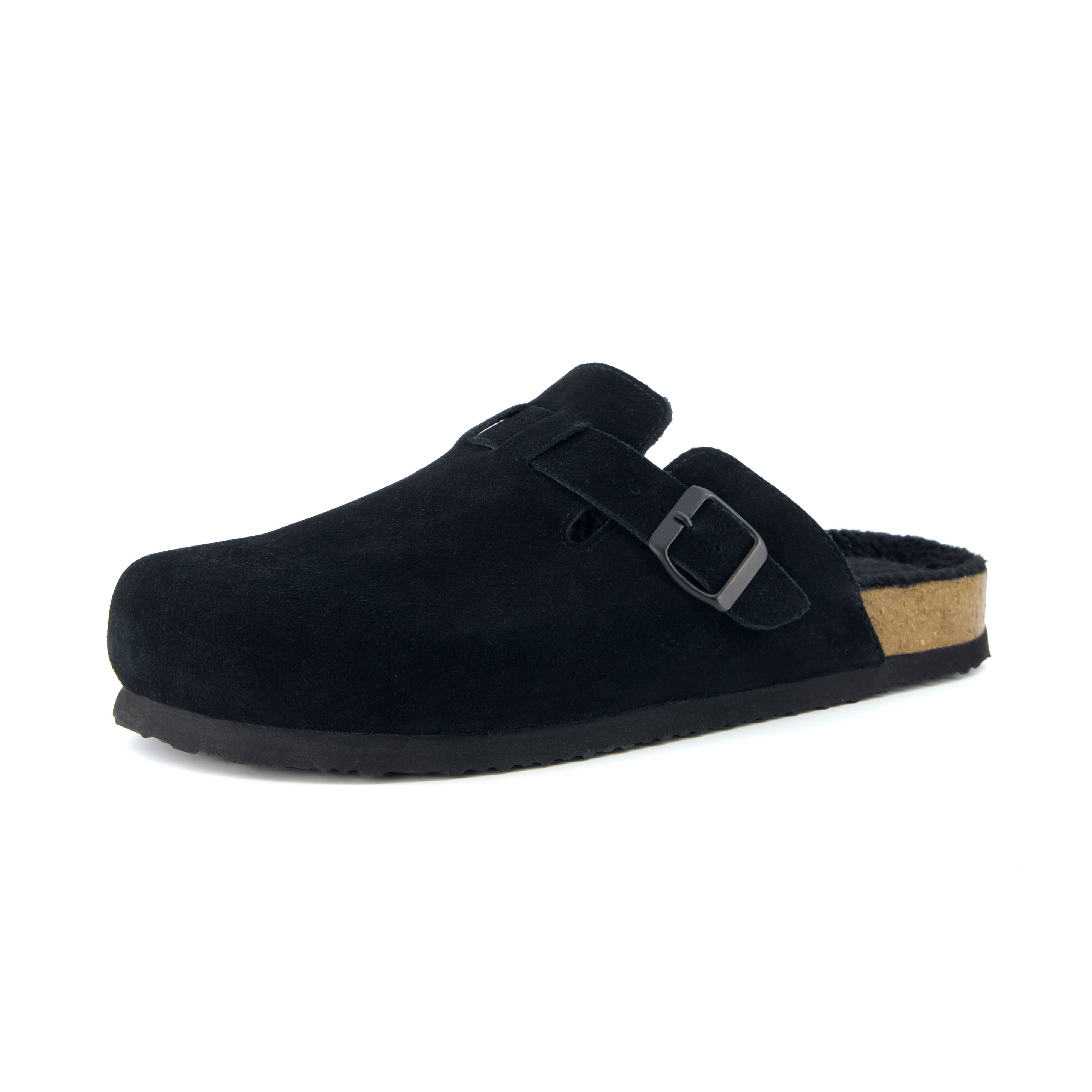 Haze Men's Fur Cork Footbed Clog Black