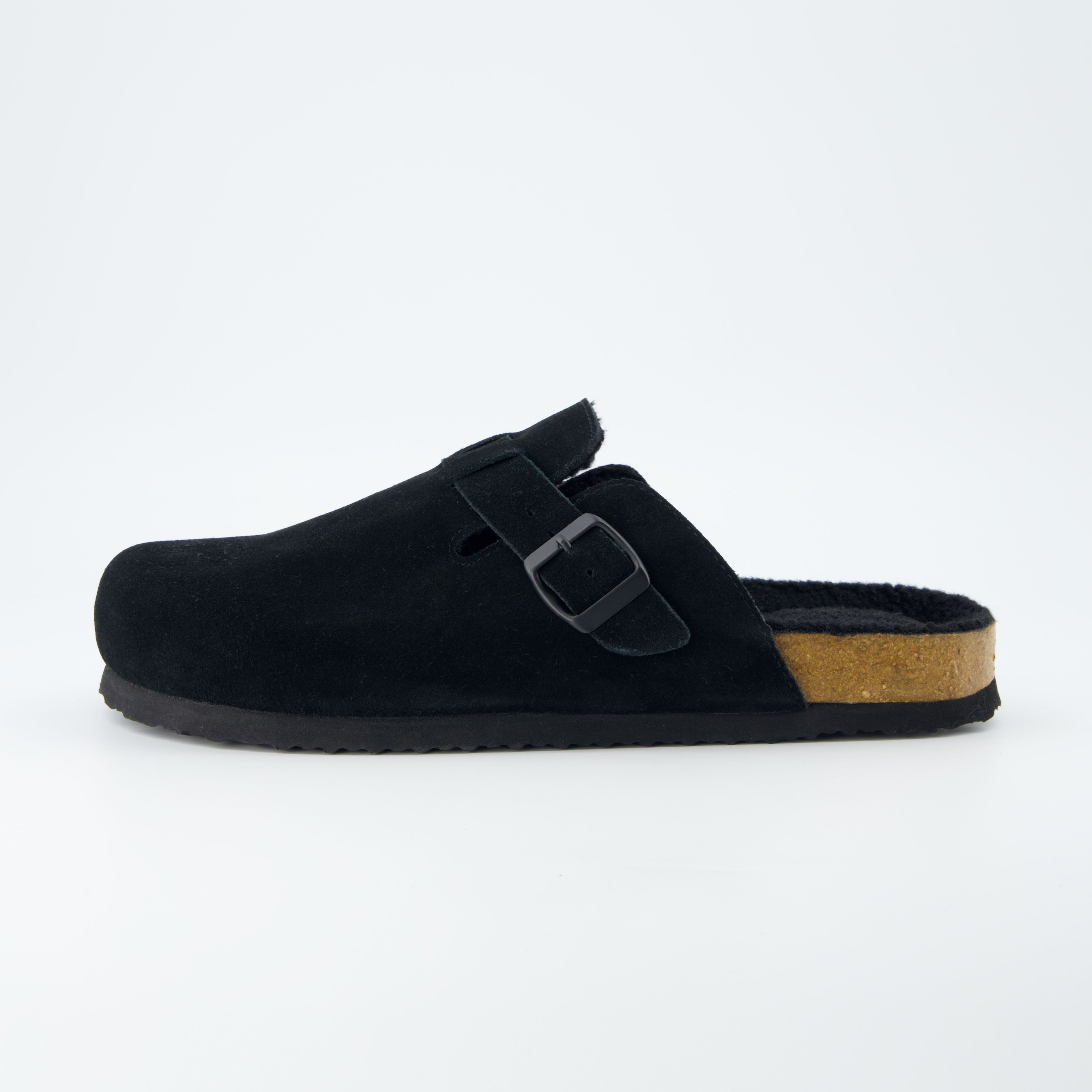 Haze Men's Fur Cork Footbed Clog Black