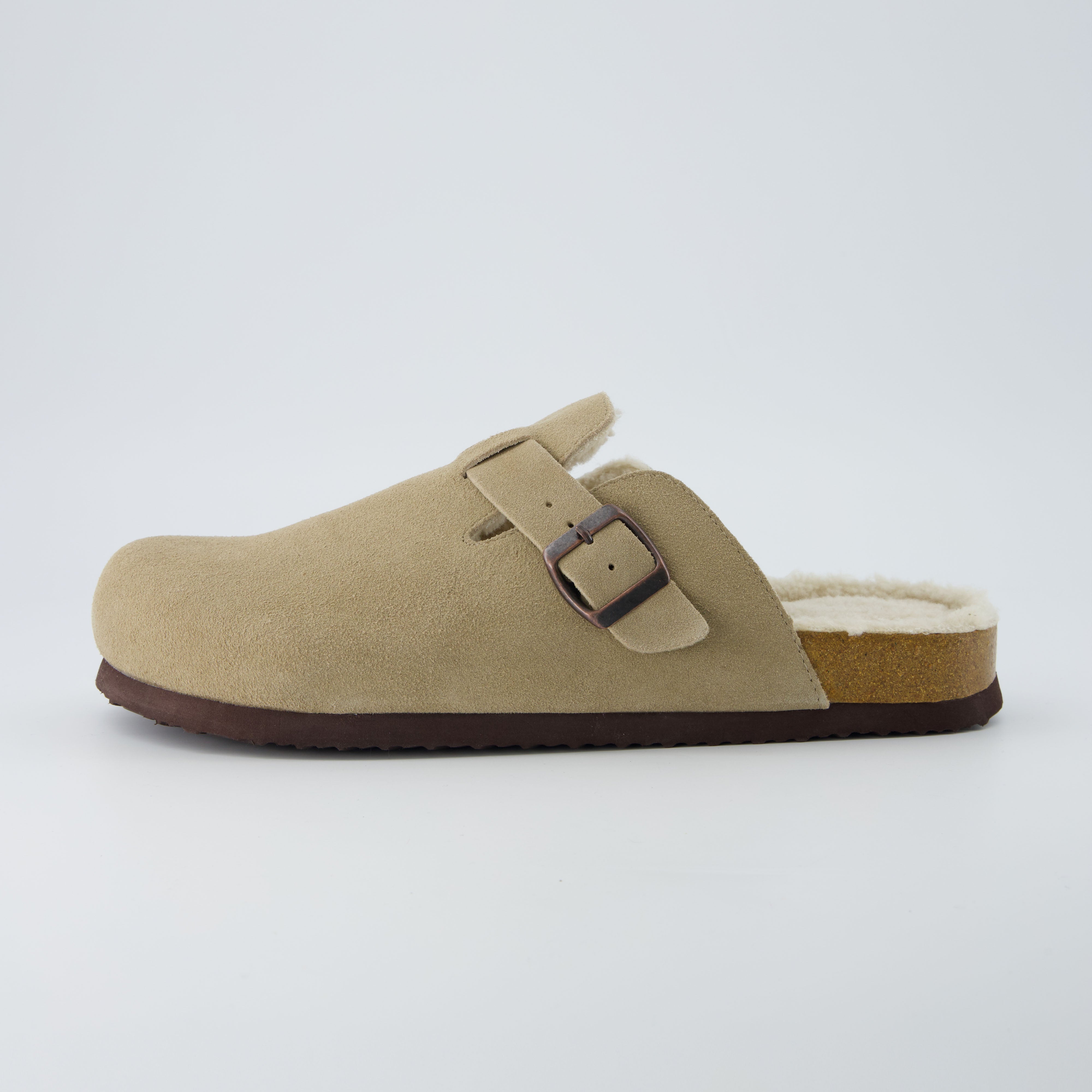 Haze Men's Fur Cork Footbed Clog Taupe