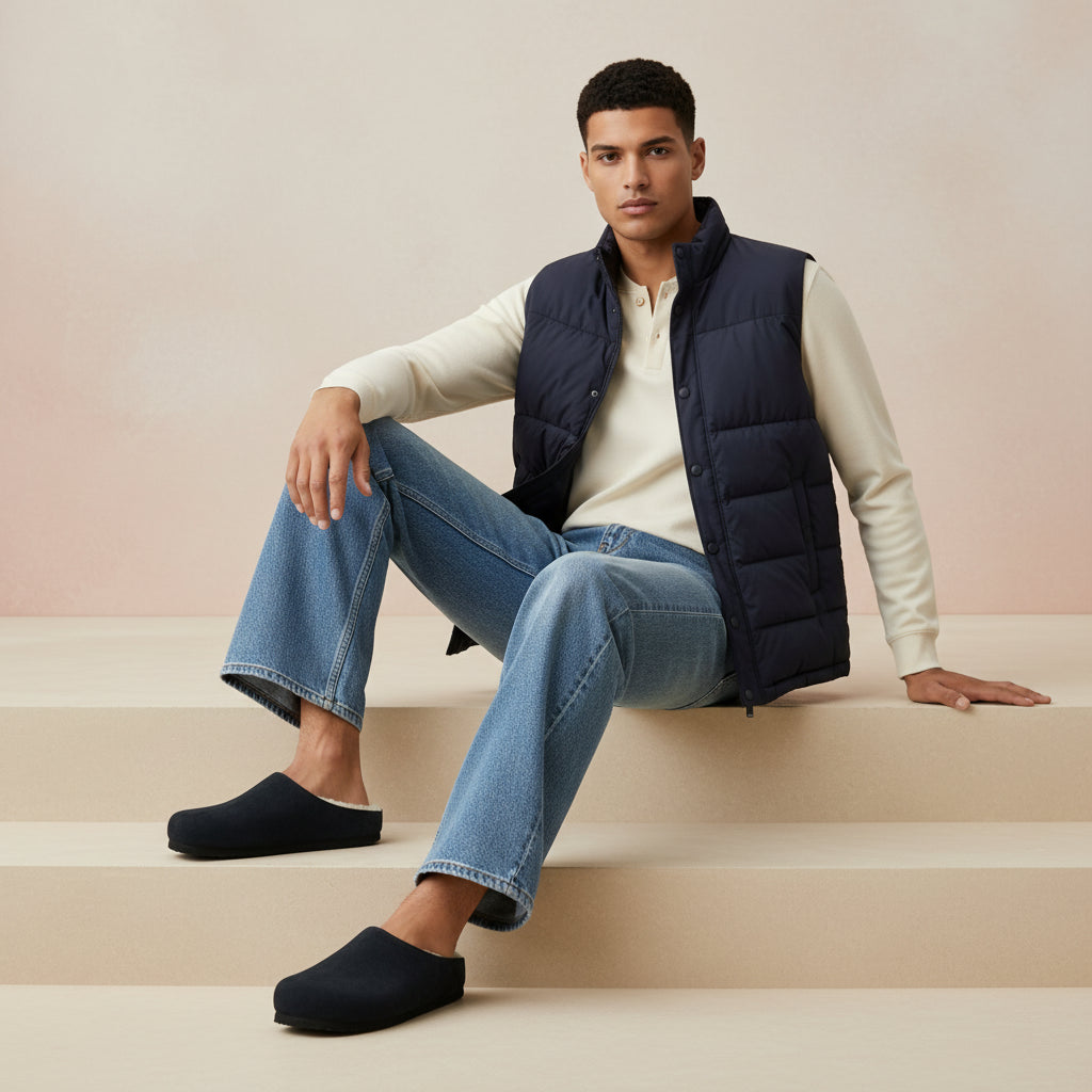 Heath-Fur Men's Slippers Black Medium