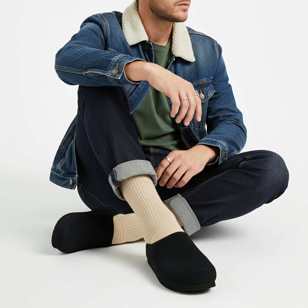 Heath-Fur Men's Slippers Black Medium