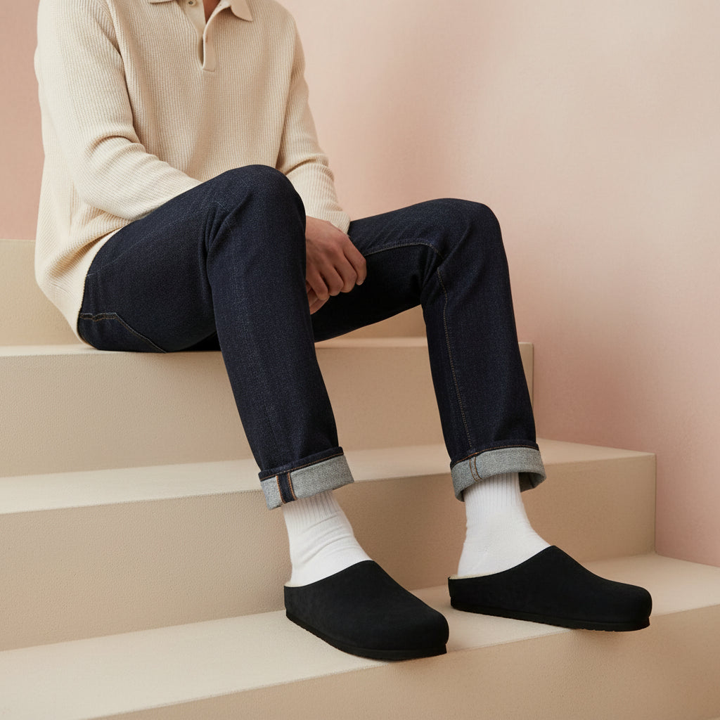 Heath-Fur Men's Slippers Black Medium