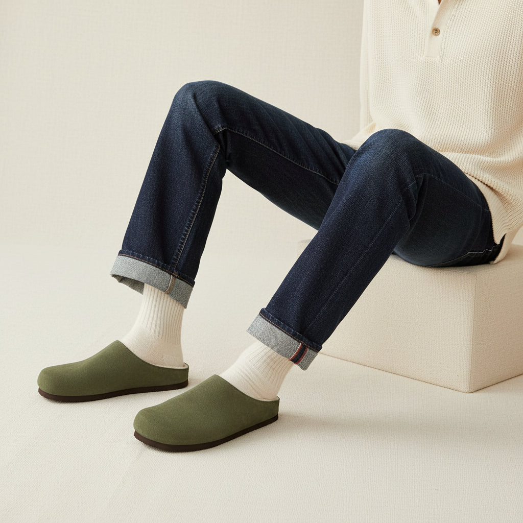 Heath-Fur Men's Slippers Olive Medium