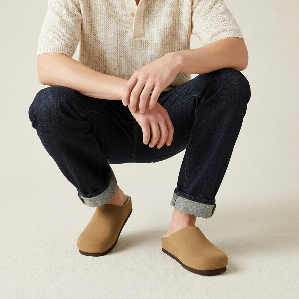 Heath-Fur Men's Slippers Taupe Medium