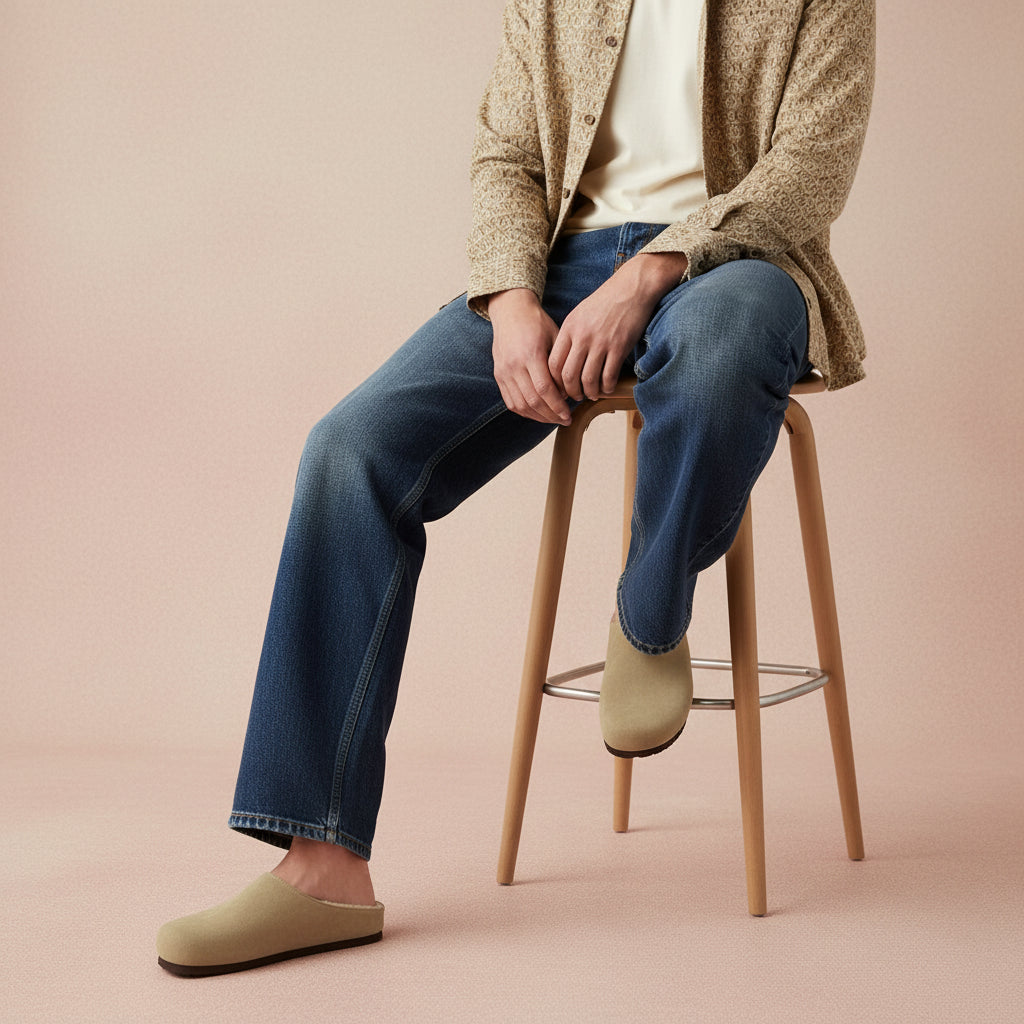 Heath-Fur Men's Slippers Taupe Medium