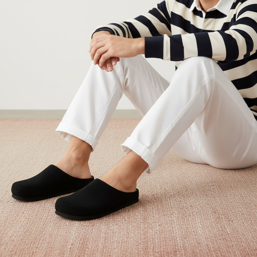 Heath Men's Leather Clogs Black Medium