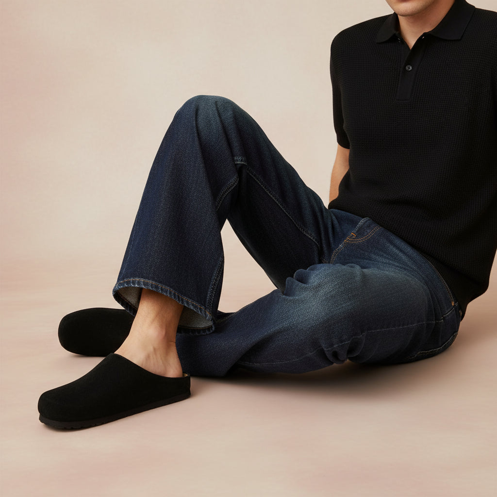 Heath Men's Leather Clogs Black Medium