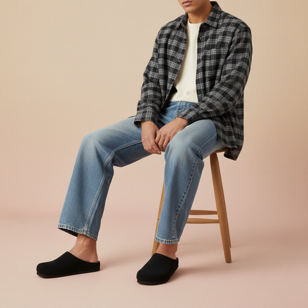 Heath Men's Leather Clogs Black Medium