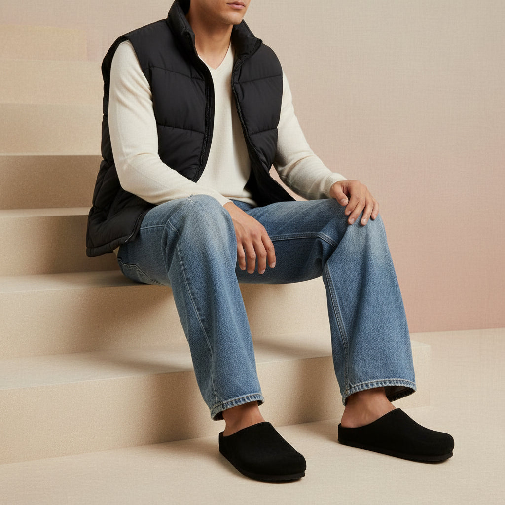 Heath Men's Leather Clogs Black Medium