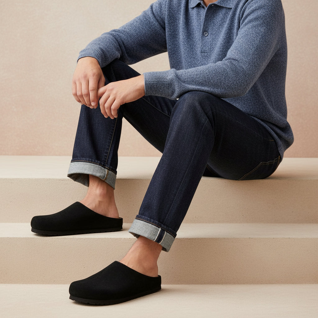 Heath Men's Leather Clogs Black Medium