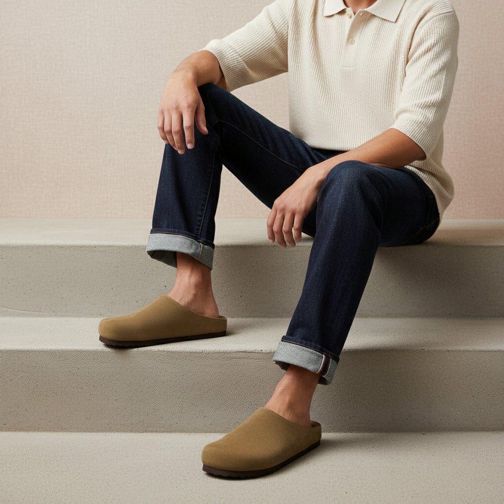 Heath Men's Leather Clogs Brown Medium