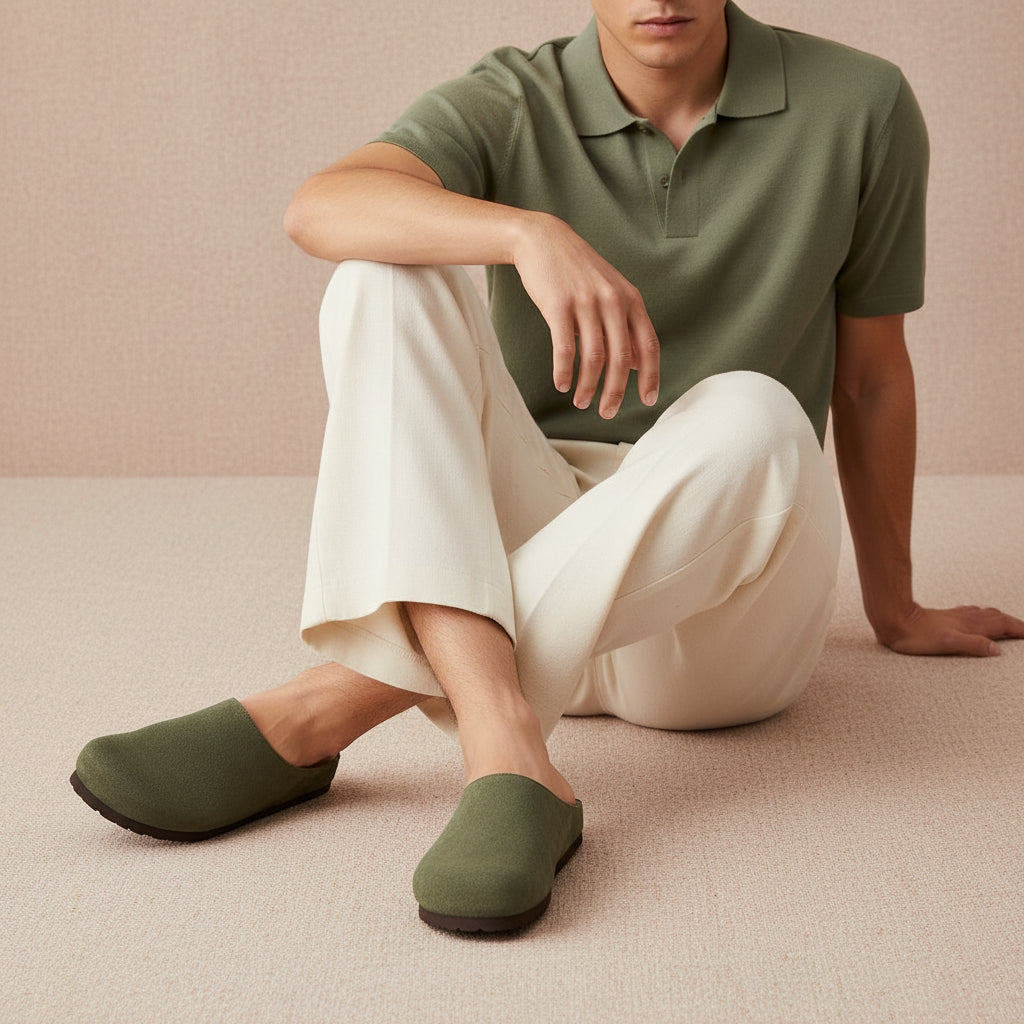 Heath Men's Leather Clogs Olive Medium