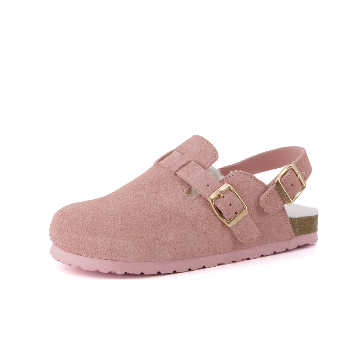 Hello Kids Suede Clogs Pink Fur Medium
