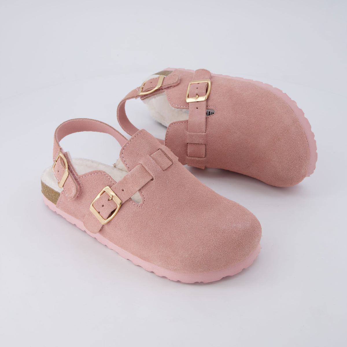 Hello Kids Suede Clogs Pink Fur Medium