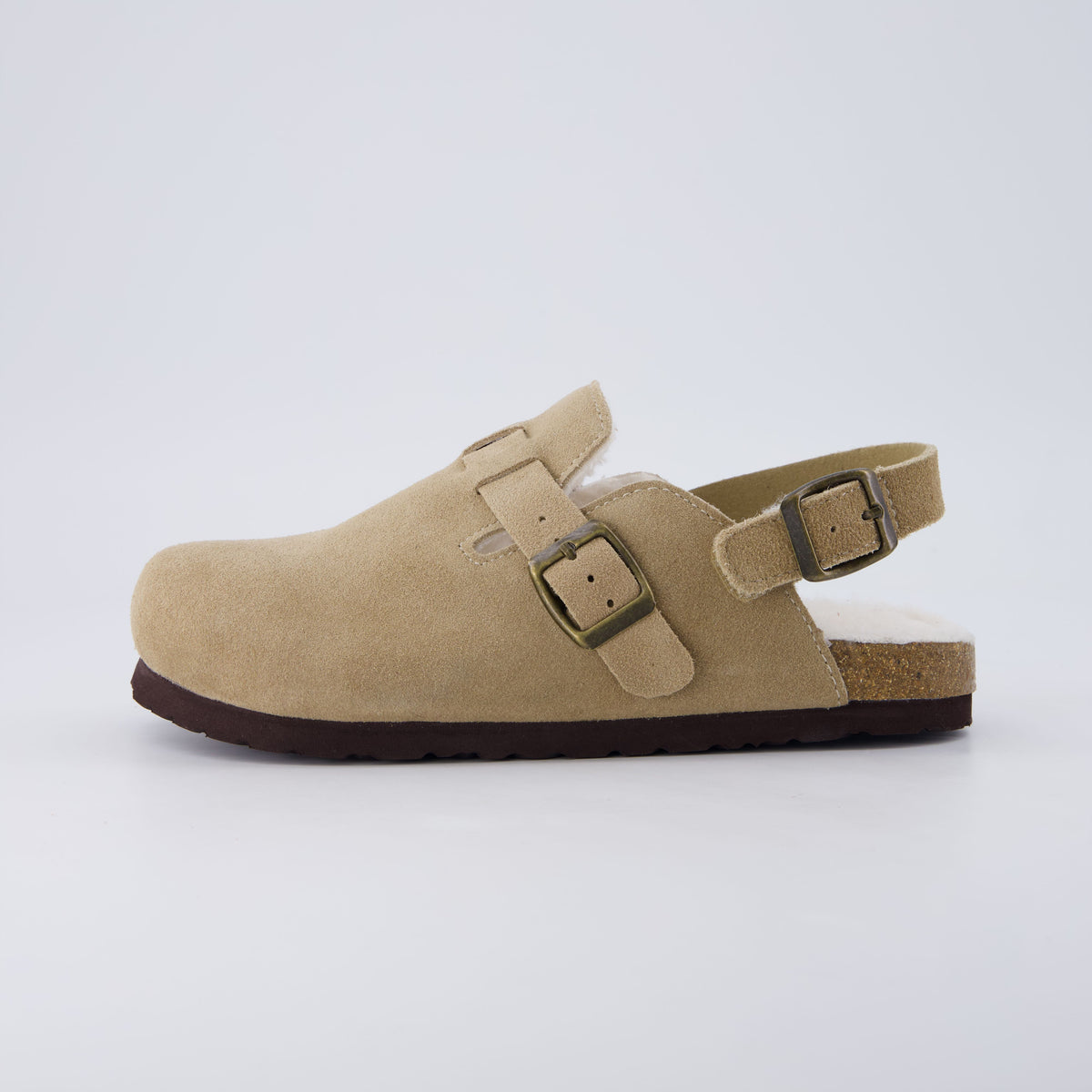 Hello Kids Suede Clogs Taupe Fur Medium